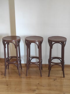 Set of Three Vintage Bentwood Bar Stools