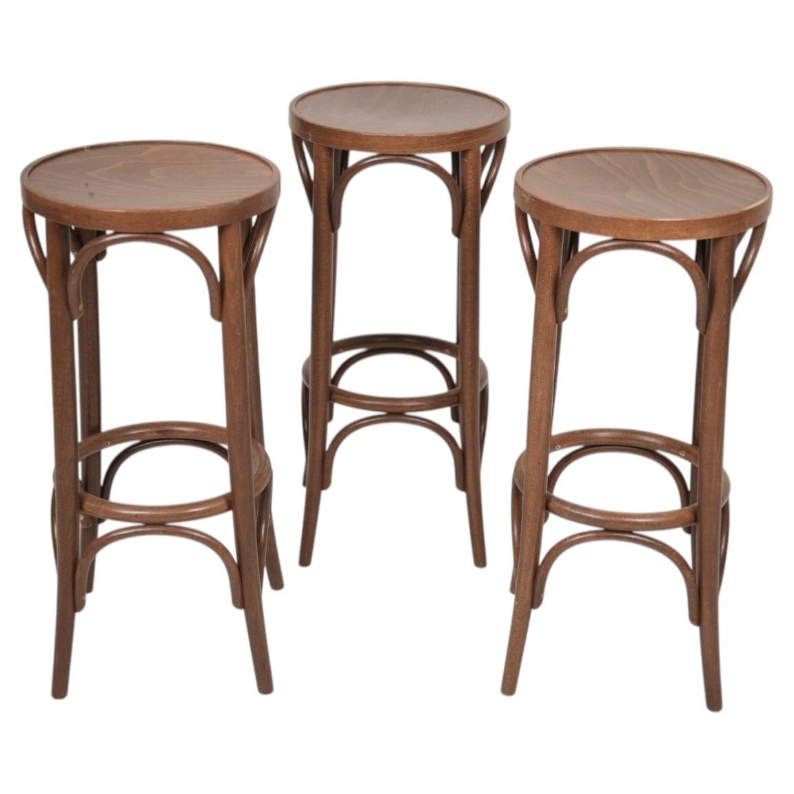 Set of Three Vintage Bentwood Bar Stools