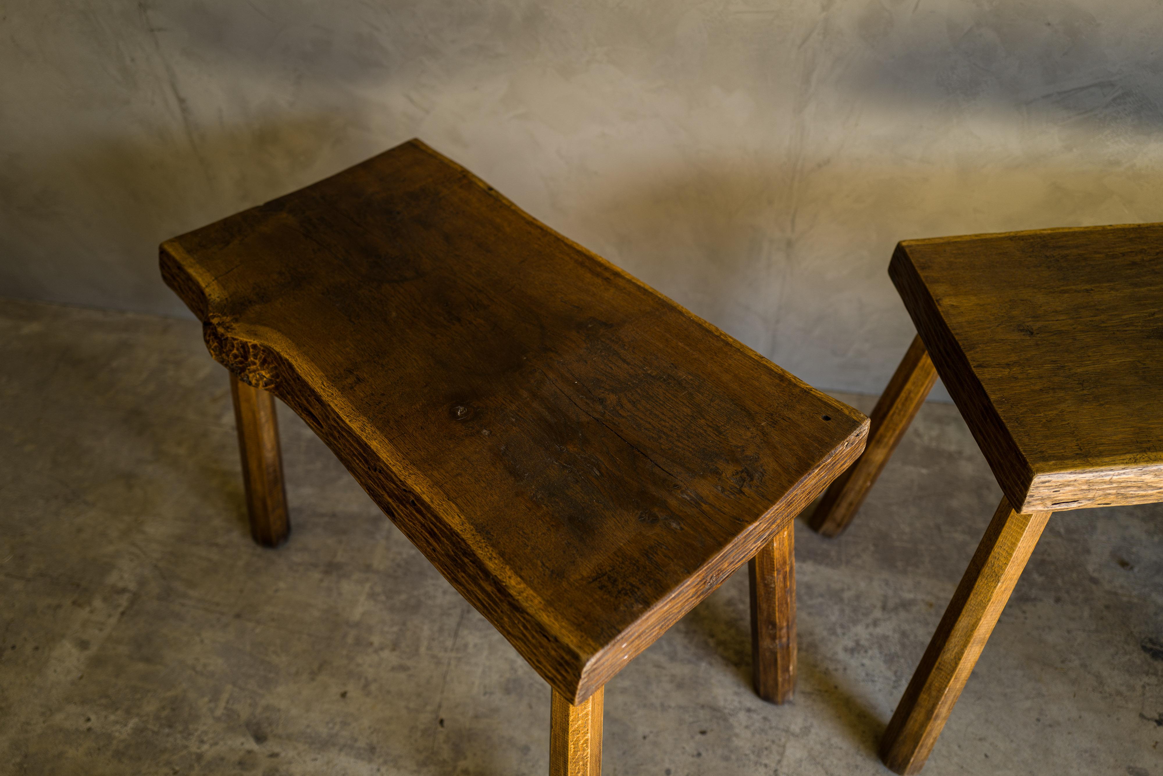 Set of three vintage Bistro tables from France, circa 1960. Rare brutalist model with fantastic original color and patina. Dimensions are for the largest table. Dims on other two:
Measures: H - 25.5 / 25.5
W - 35.5 / 38
D - 18 / 16.