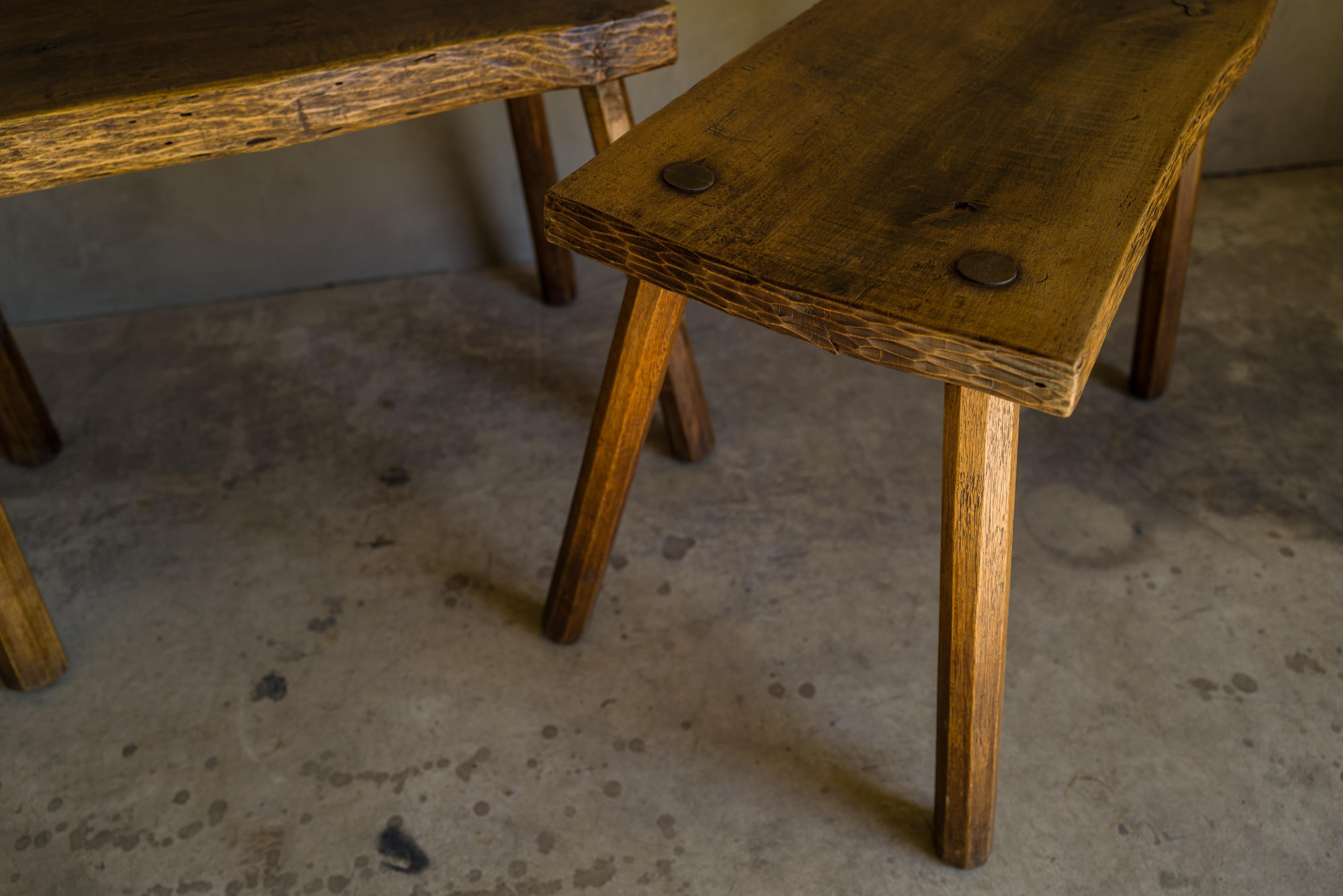 Pine Set of Three Vintage Bistro Tables from France, circa 1960