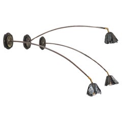 Set of three vintage ‘brutalist flower’ bronze wall lamps
