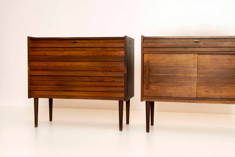 Scandinavian Modern Set of Three Vintage Cabinets in Veneered Rosewood, Denmark 1960s For Sale