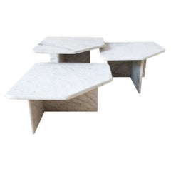 Set of three Vintage Carrara Marble Coffee Tables, 1970s