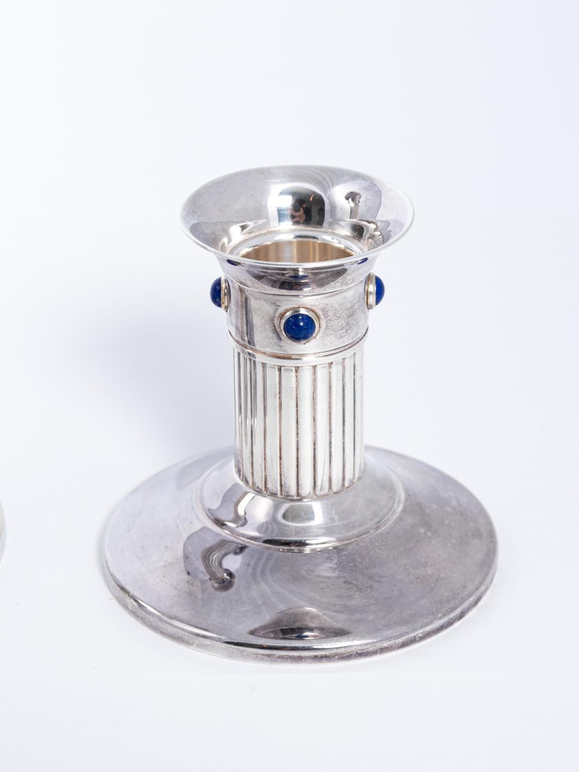 Set of Three Vintage Cartier Fluted Silver Plate Candlesticks In Good Condition In Stamford, CT