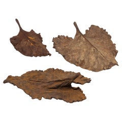 Set of Three Vintage Cast Iron Leaves