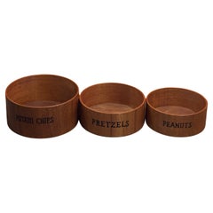 Set of Three Vintage Danish Modern Teak Snack Bowls in the Style of Dansk