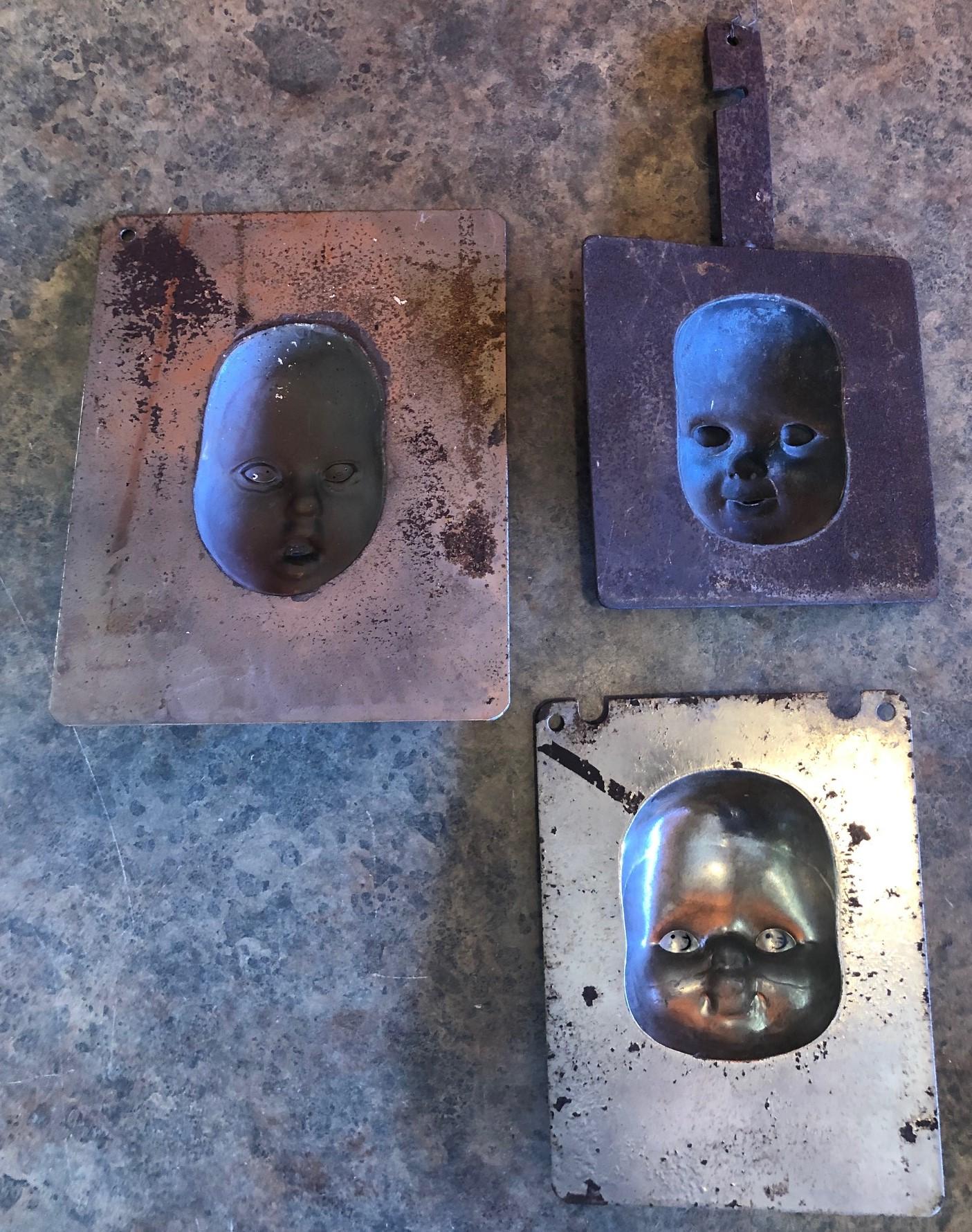 Set of Three Vintage Doll Head / Face Molds Steampunk For Sale 3