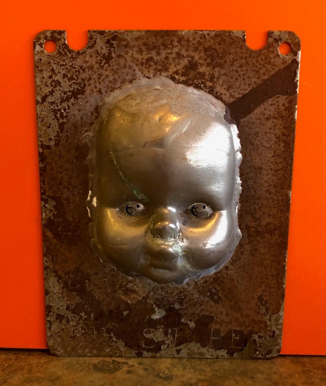 Set of Three Vintage Doll Head / Face Molds Steampunk In Distressed Condition For Sale In San Diego, CA