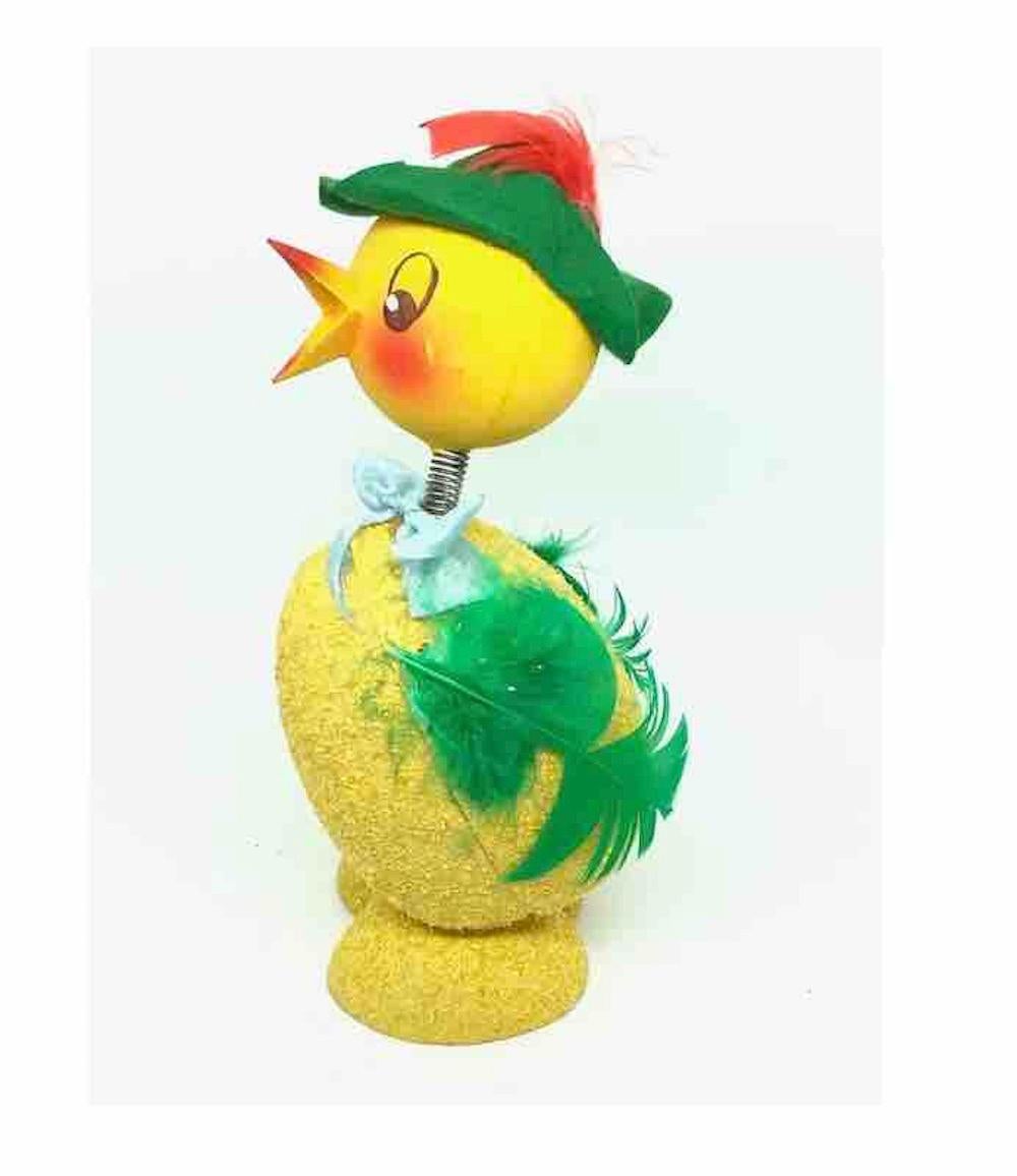 Folk Art Set of Three Vintage Duck Easter Candy Container Bobble Head, German, 1950s For Sale