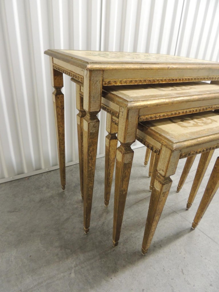 Set of Three Vintage Florentine Gold Leaf Nesting Tables at 1stDibs