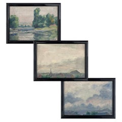 Set of Three Vintage Framed Oil Paintings on Panel by Joseph Zabeau