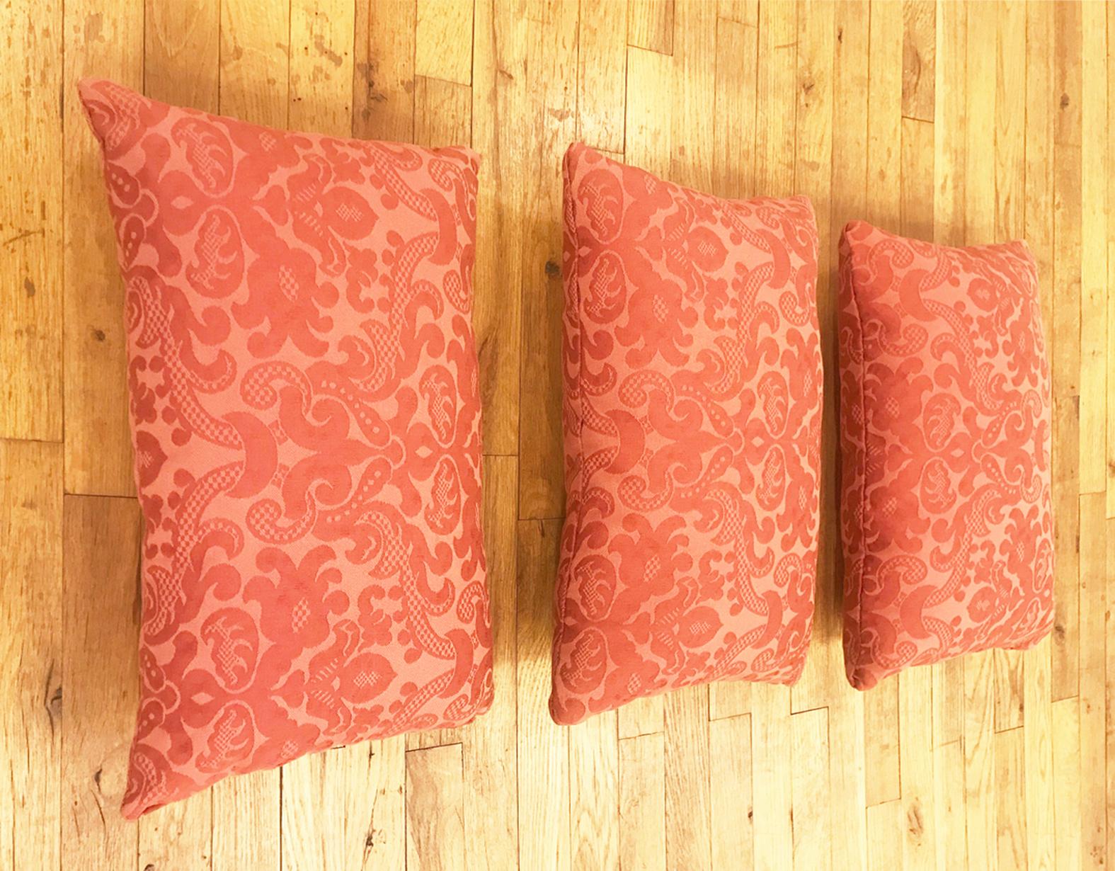 20th Century Set of Three Vintage Decorative Double-Sided French Floral Textile Pillows