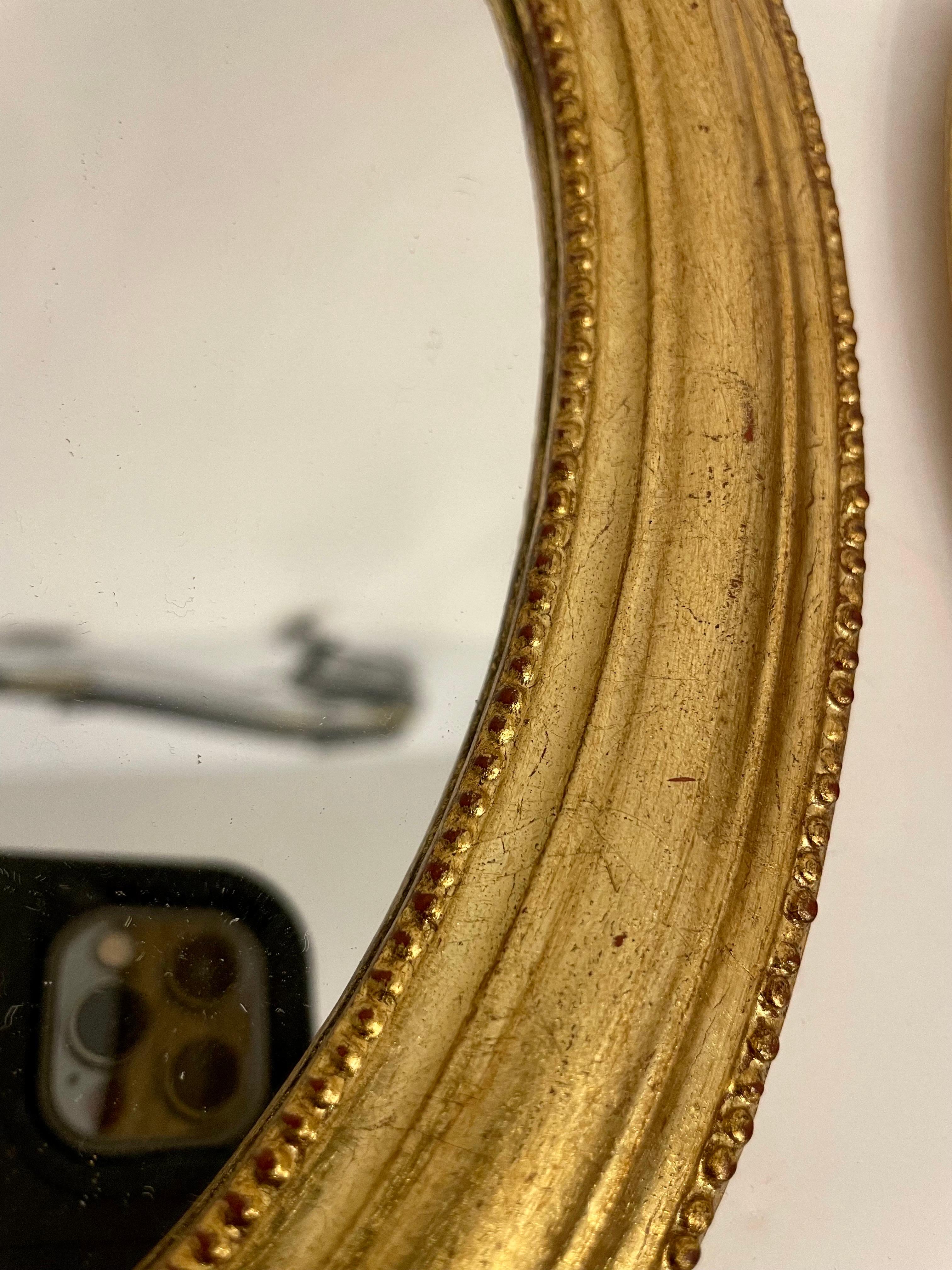 Set of Three Vintage Gilt Oval Italian Mirrors For Sale 1