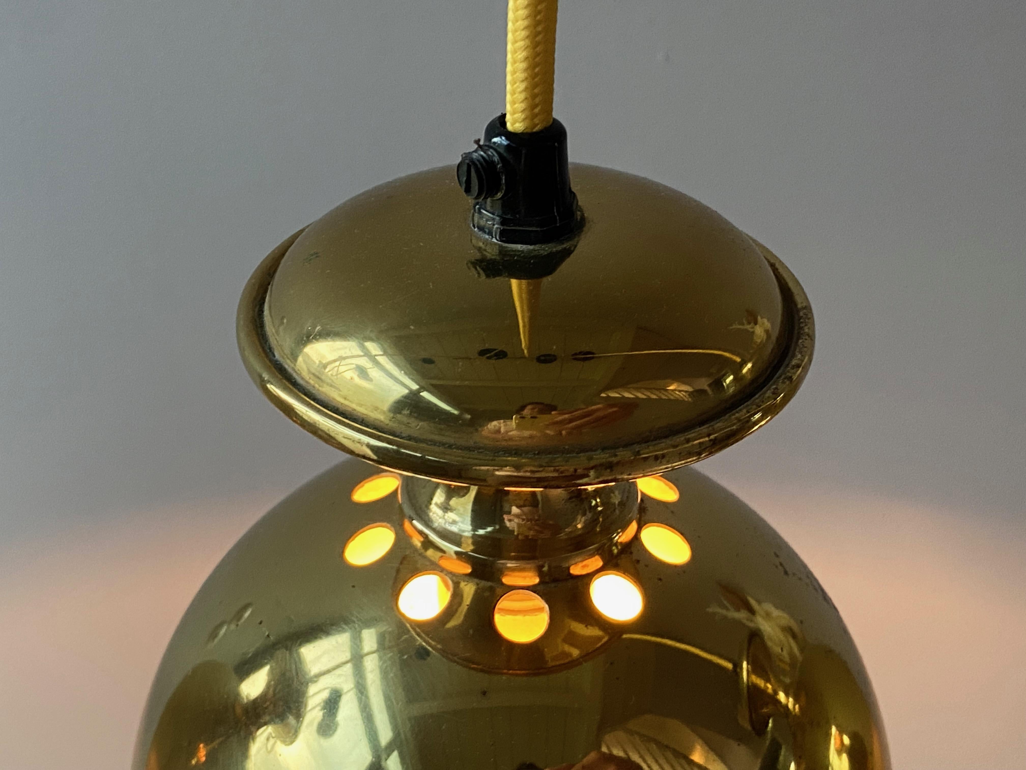 Set of Three Vintage Golden Bell Scandi-Lamp Pendant Lamps 1960's Denmark 4