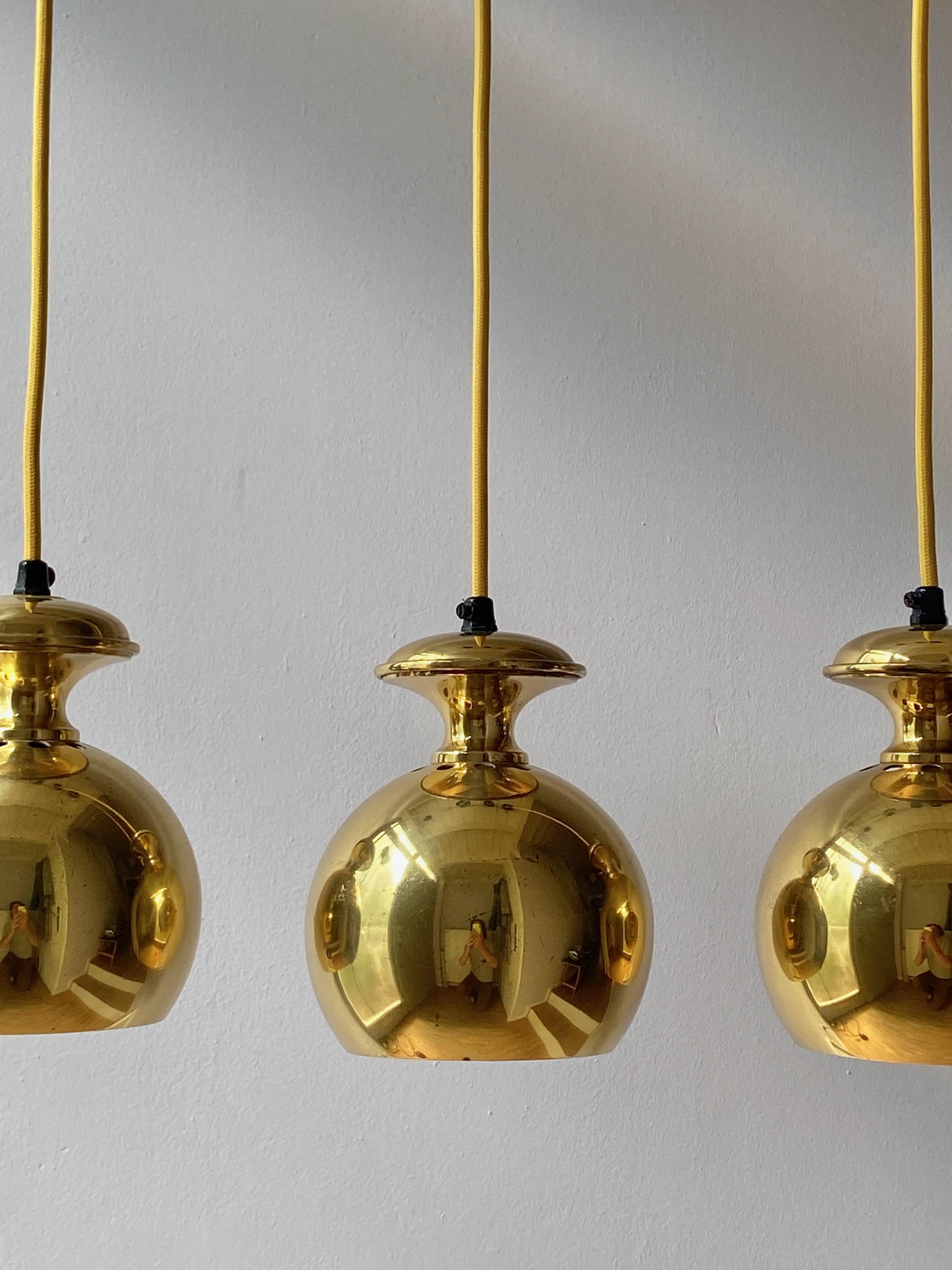 Set of Three Vintage Golden Bell Scandi-Lamp Pendant Lamps 1960's Denmark 1