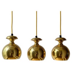 Set of Three Vintage Golden Bell Scandi-Lamp Pendant Lamps 1960's Denmark