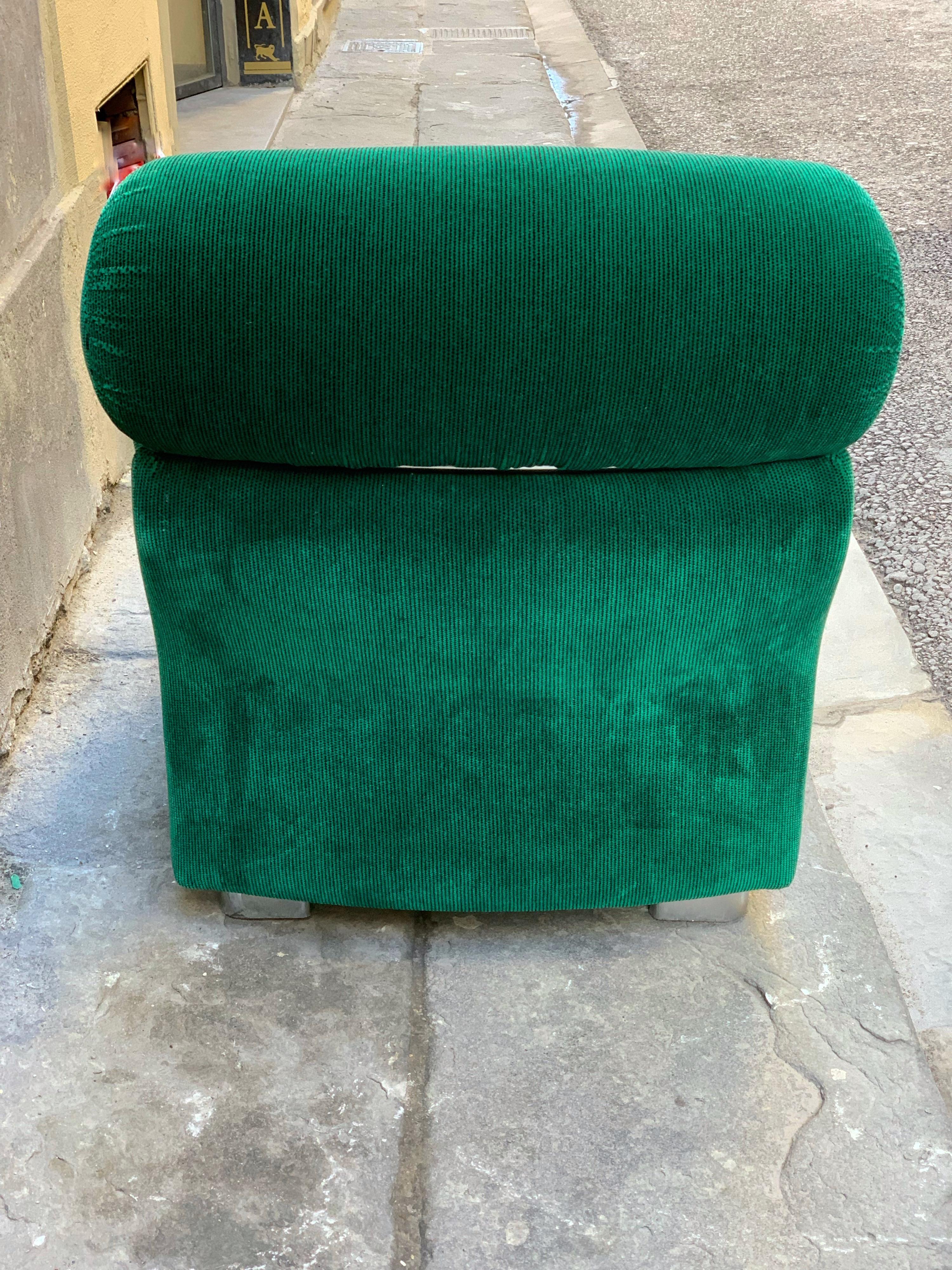 Set of Three Vintage Green Armchairs with Chrome Details, 1970s 12