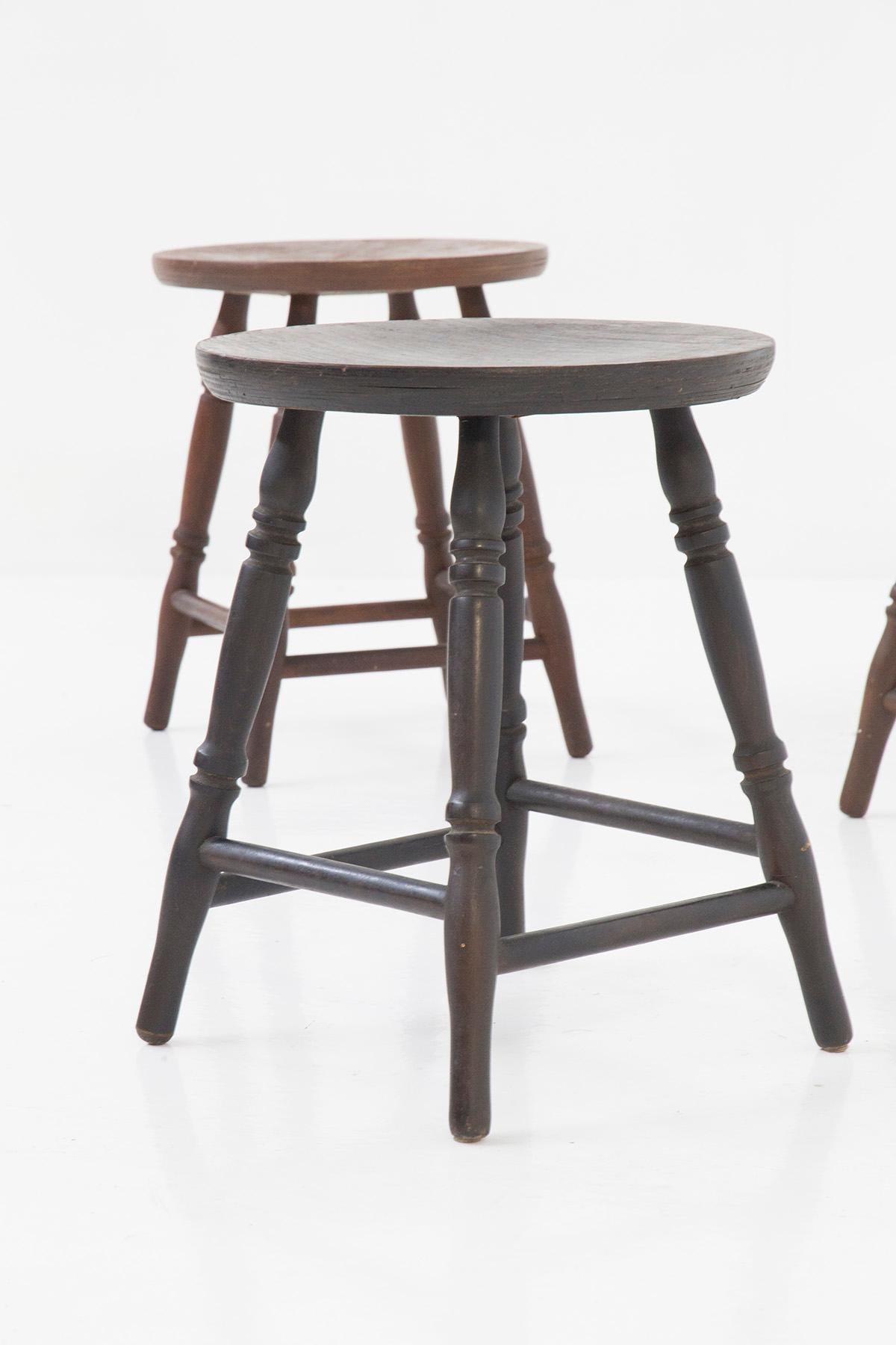 Mid-Century Modern Set of three vintage IkEA stools in different colours, Original Label For Sale