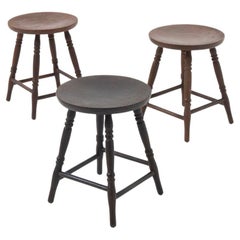 Set of three vintage IkEA stools in different colours, Original Label