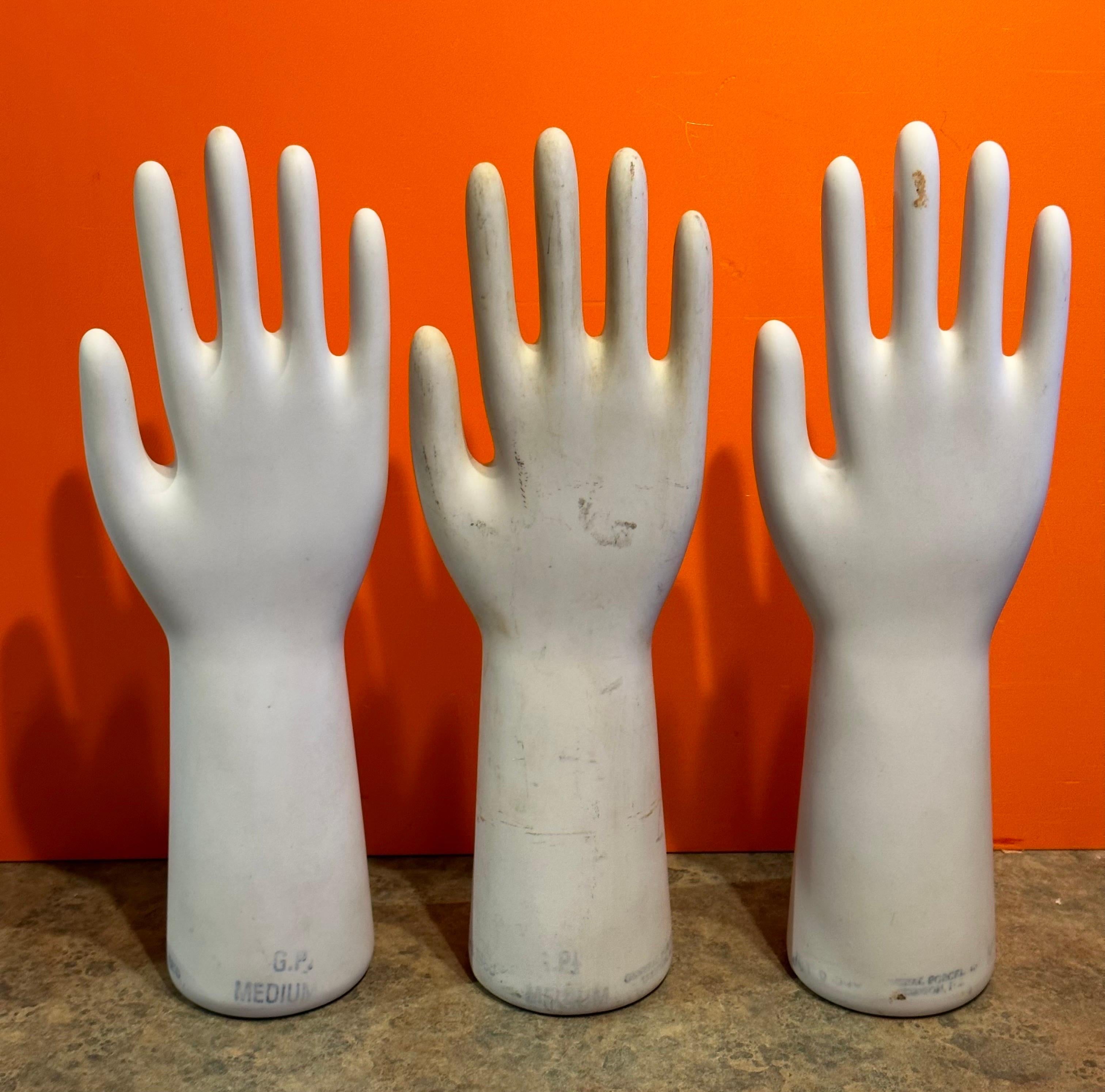 Set of Three Vintage Industrial Porcelain Glove Molds In Good Condition For Sale In San Diego, CA