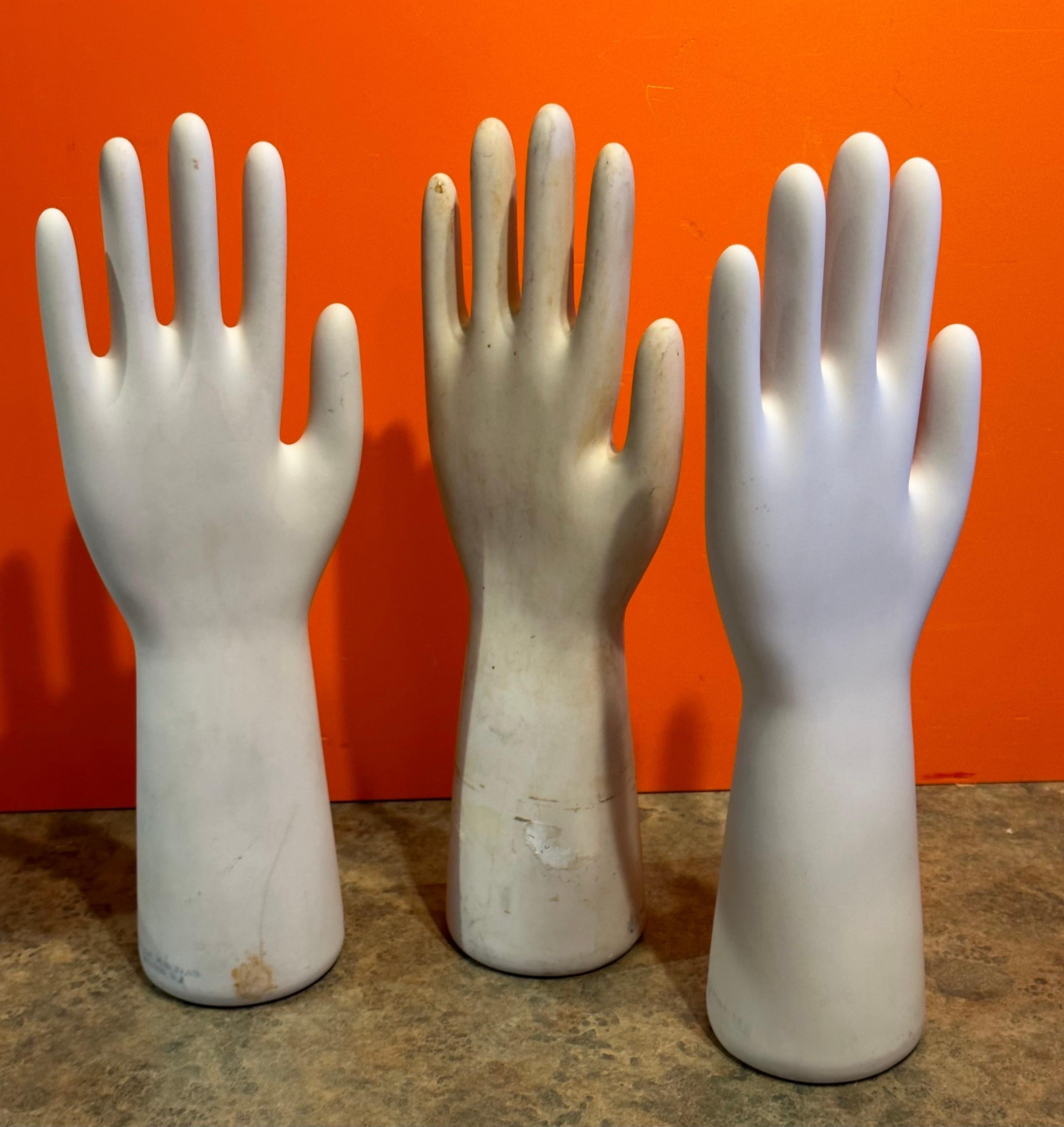 Set of Three Vintage Industrial Porcelain Glove Molds For Sale 1