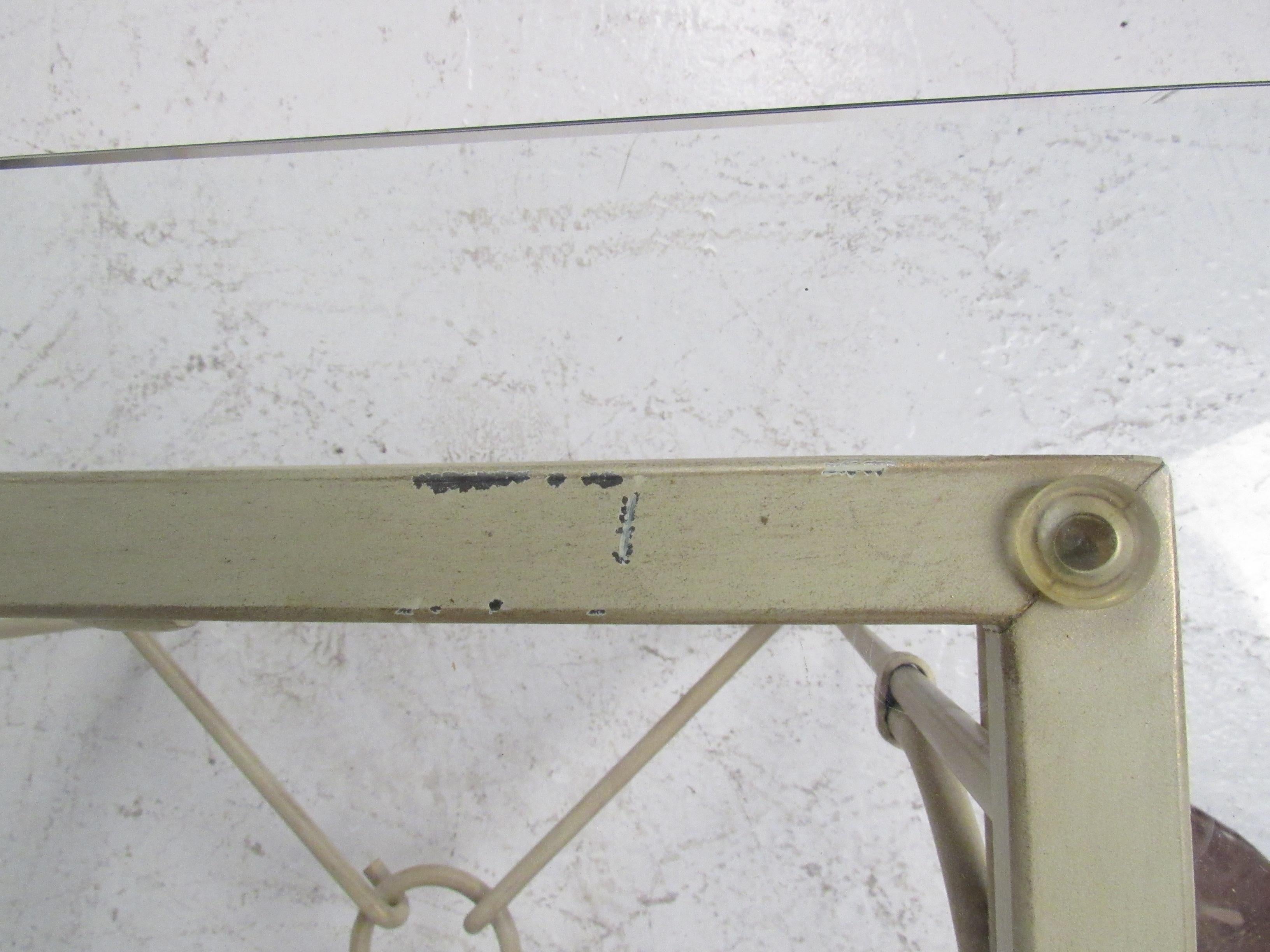 Set of Three Vintage Iron Frame Tables 7