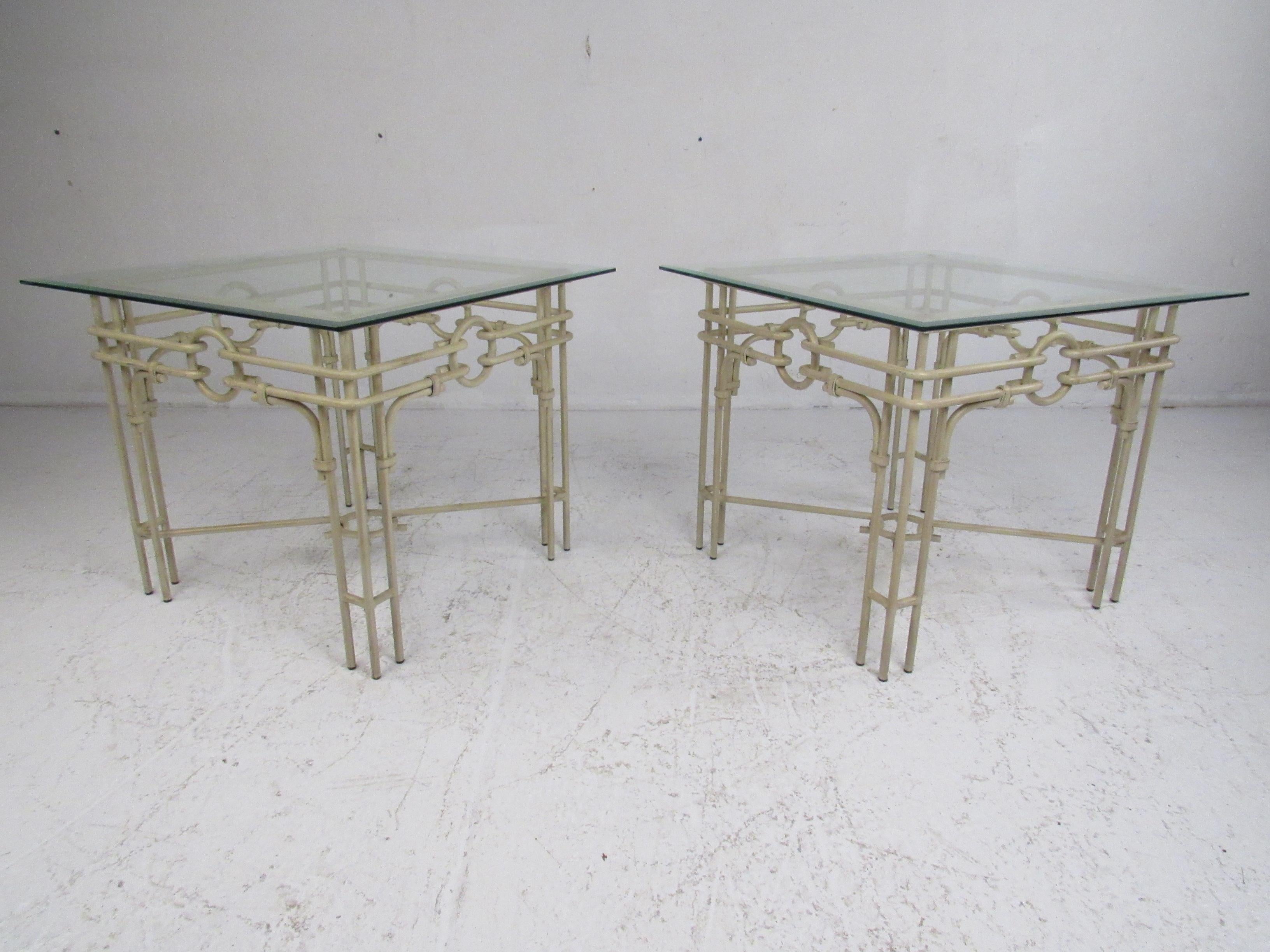 Set of Three Vintage Iron Frame Tables 1