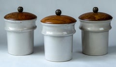 Set of Three Vintage Ironstone Apothecary Jars, France, circa 1930