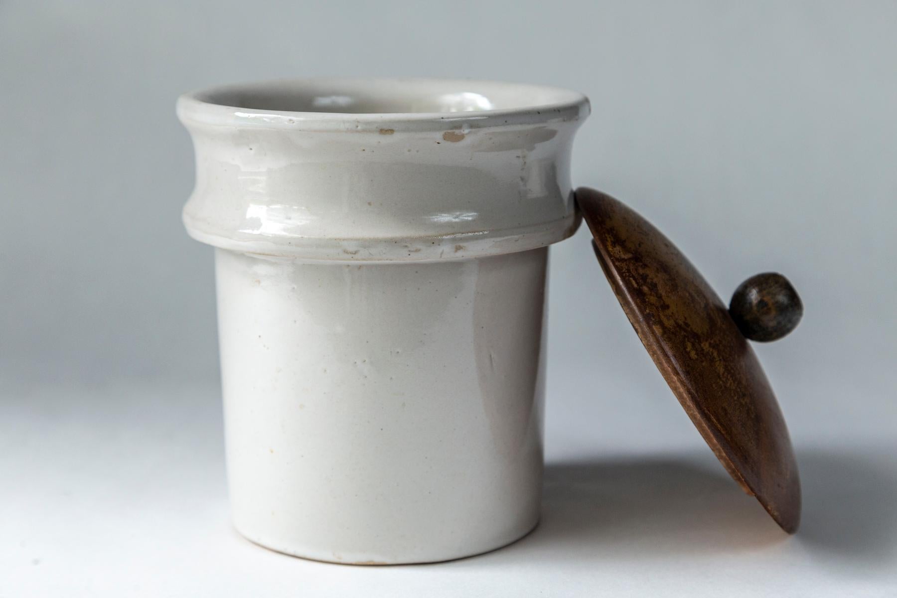 Set of Three Vintage Ironstone Apothecary Jars, France, circa 1930 3