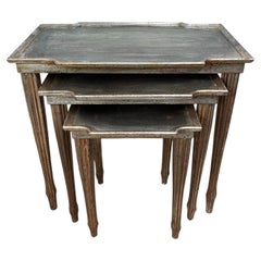 Set of Three Vintage Italian Florentine Silver-Gilt Nesting Tables Louis XVI