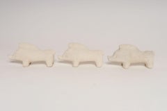 Set of Three Vintage Italian Unglazed Ceramic Boars by Aldo Londi for Bitossi