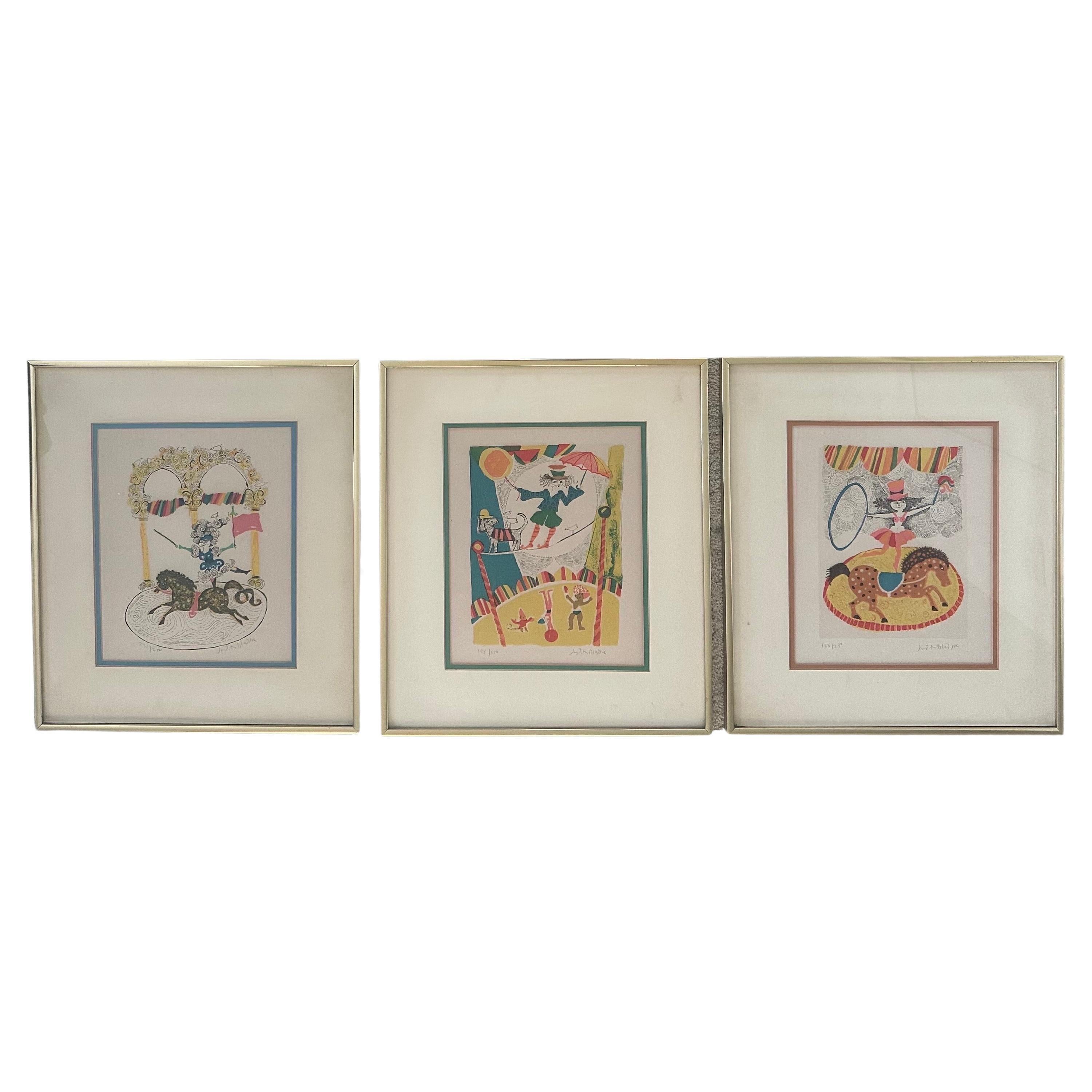 Conjunto de tres litografías vintage de edición limitada 