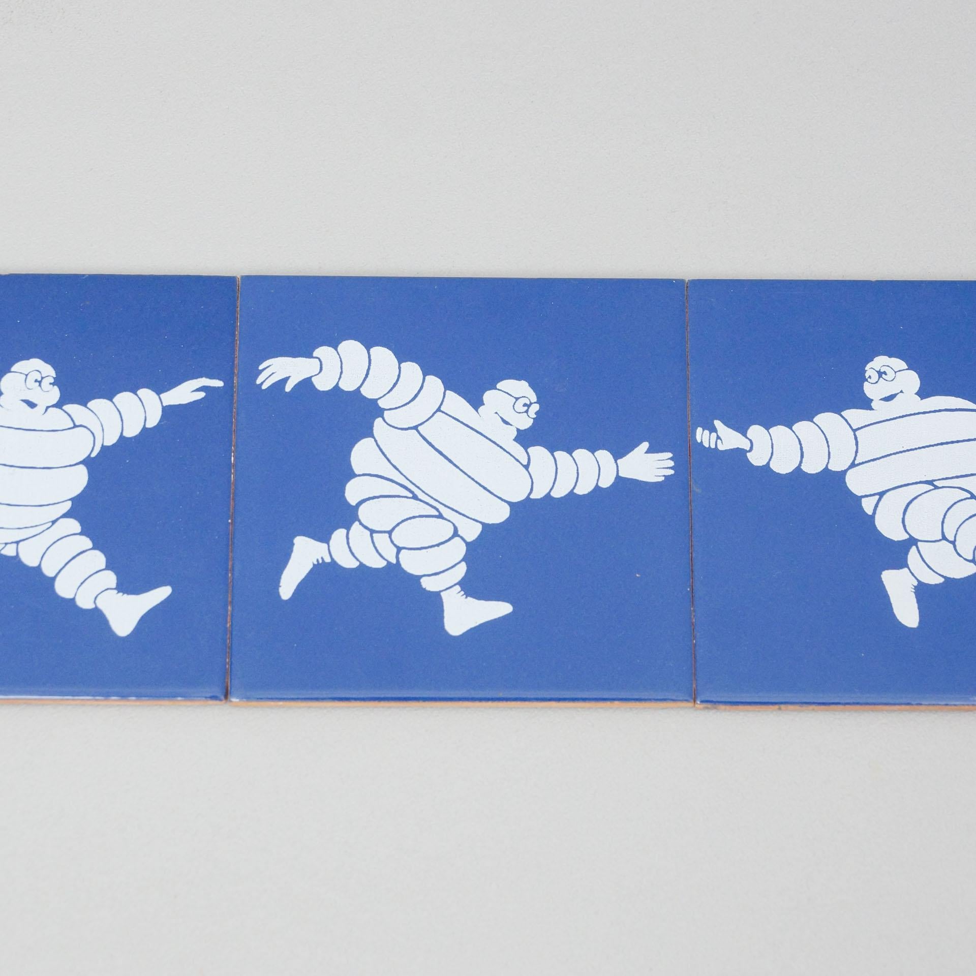 Mid-20th Century Set of Three Vintage Michelin Man Tiles, circa 1960