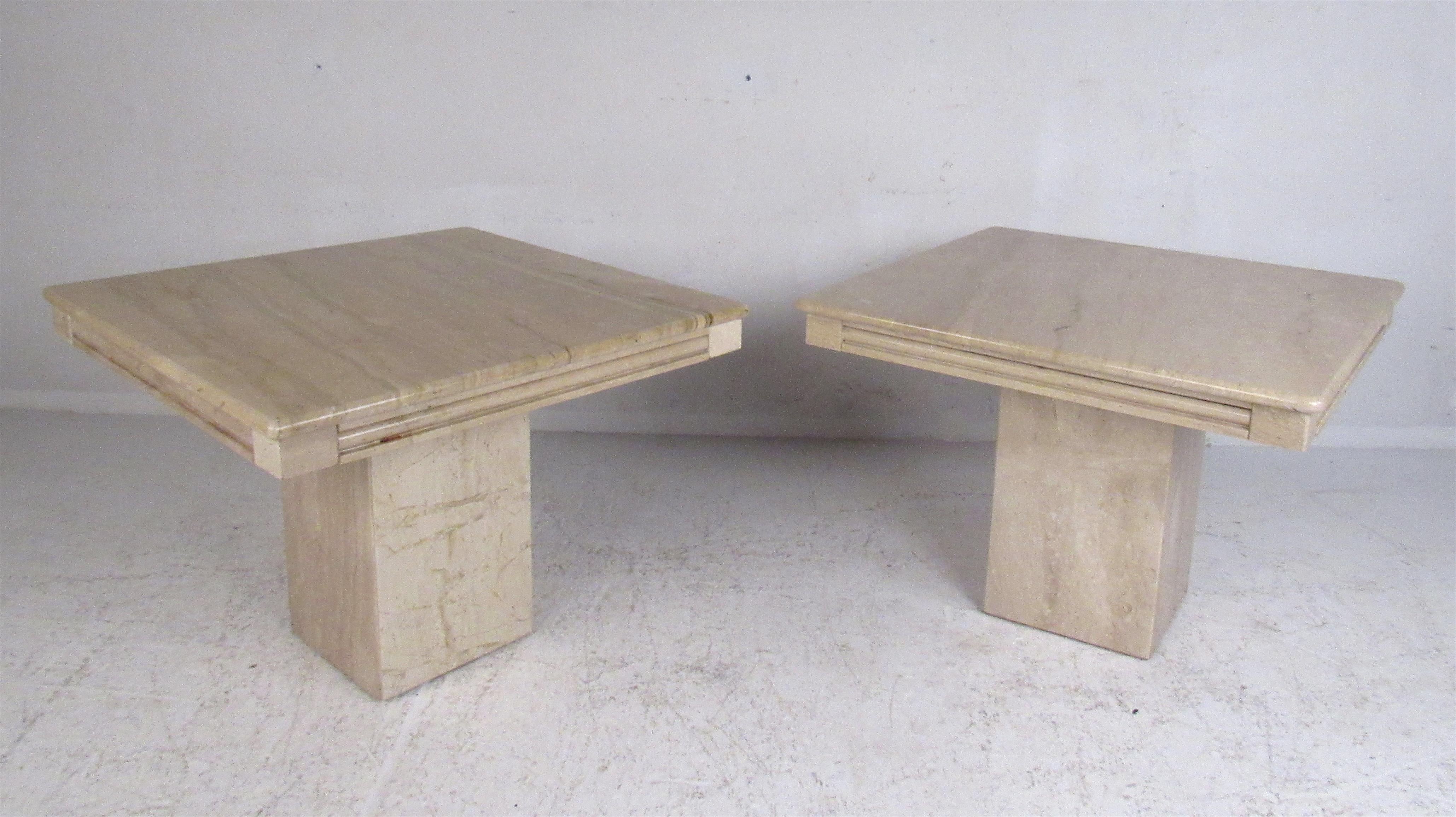Mid-Century Modern Set of Three Vintage Modern Marble-Top Tables For Sale