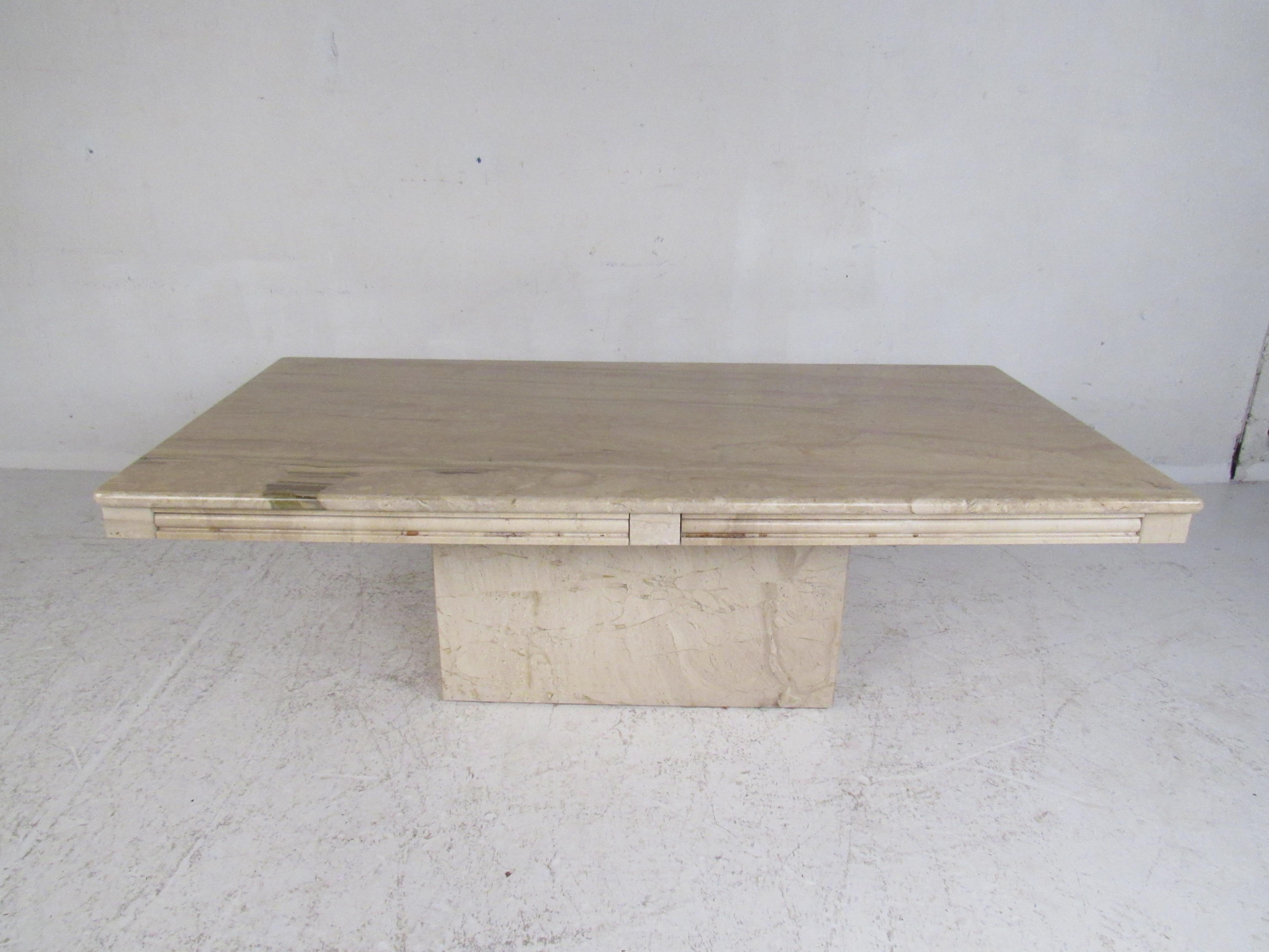 Late 20th Century Set of Three Vintage Modern Marble-Top Tables For Sale