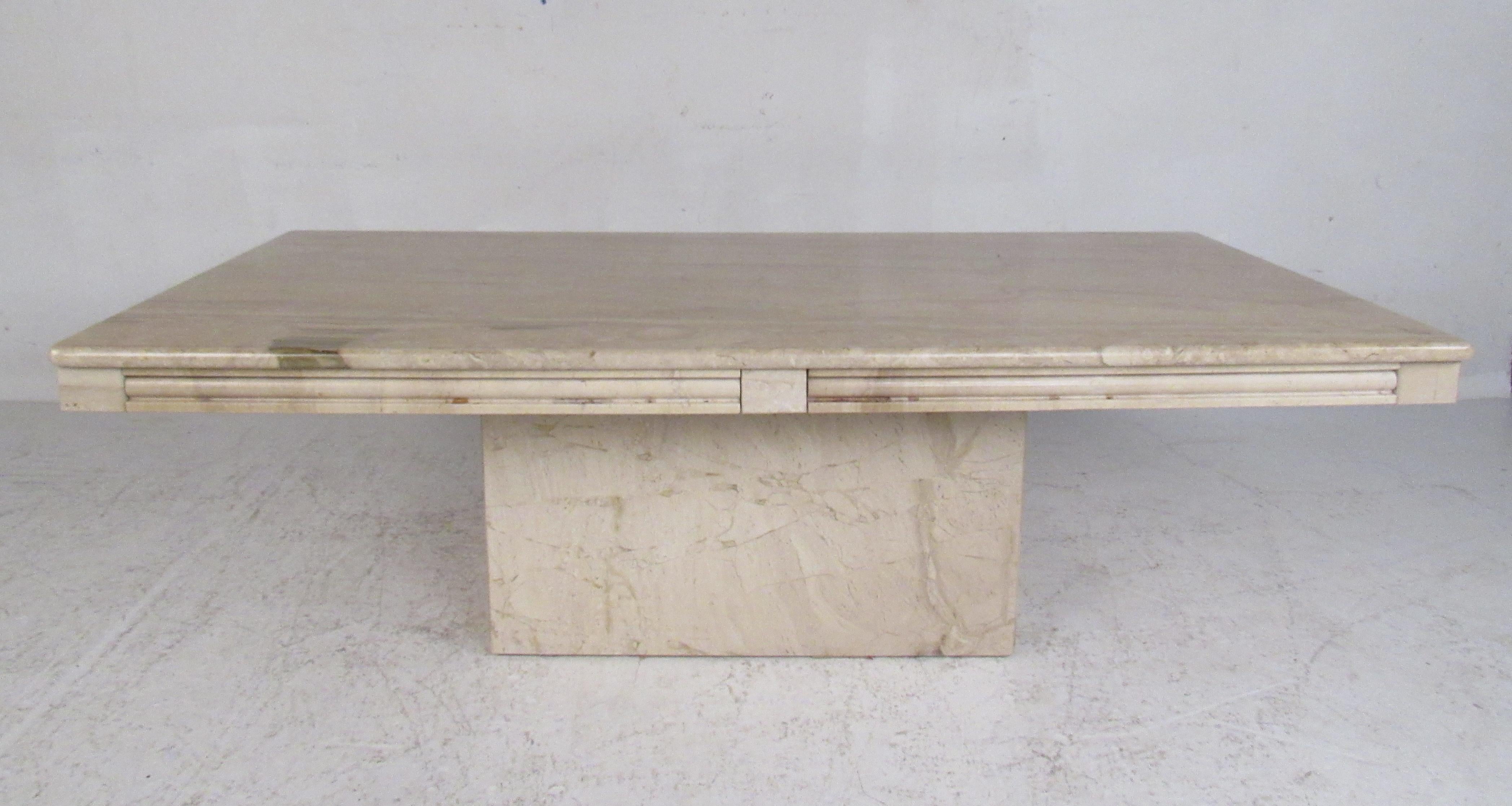 Set of Three Vintage Modern Marble-Top Tables For Sale 1