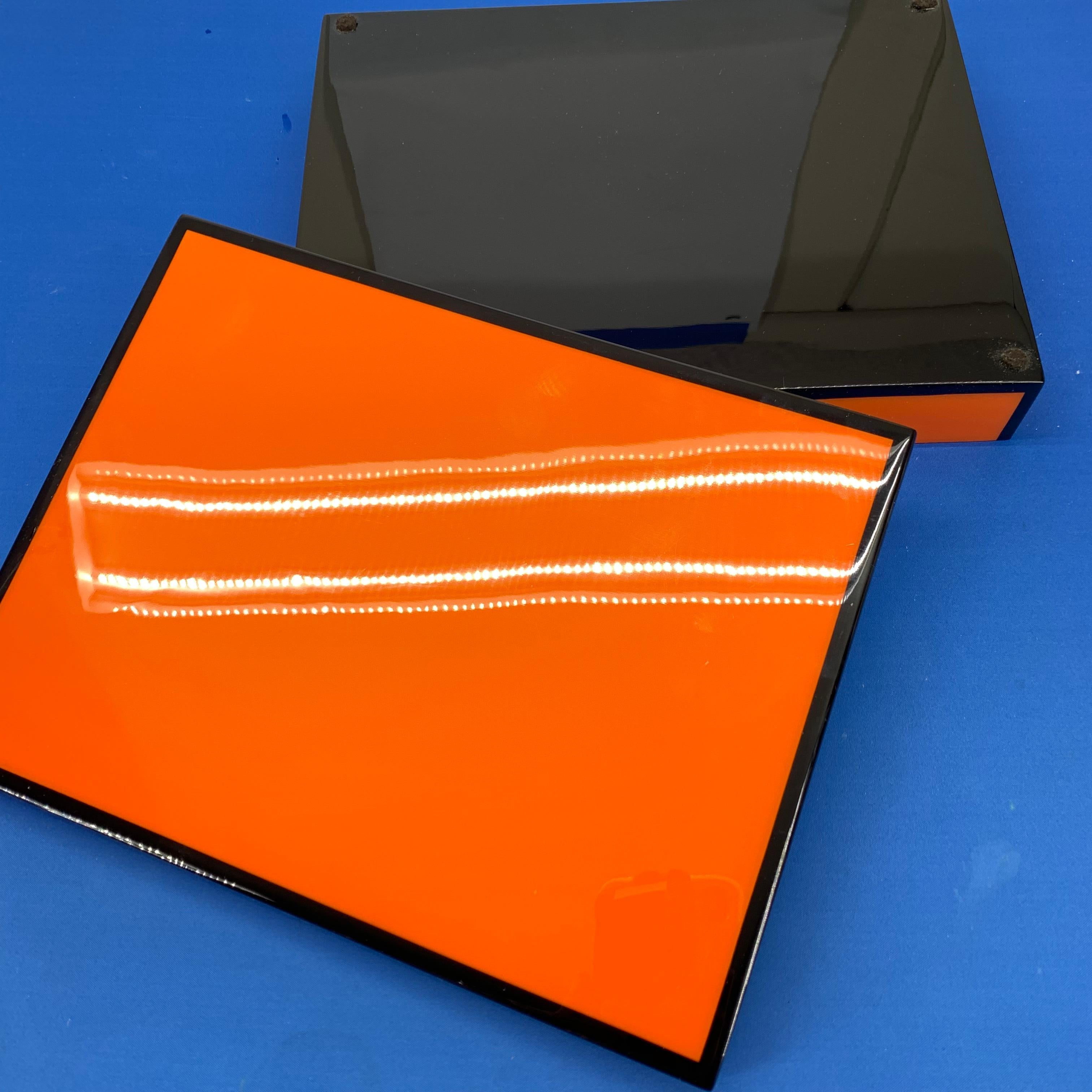 Set of Three Vintage Orange and Black Jewelry Boxes 4