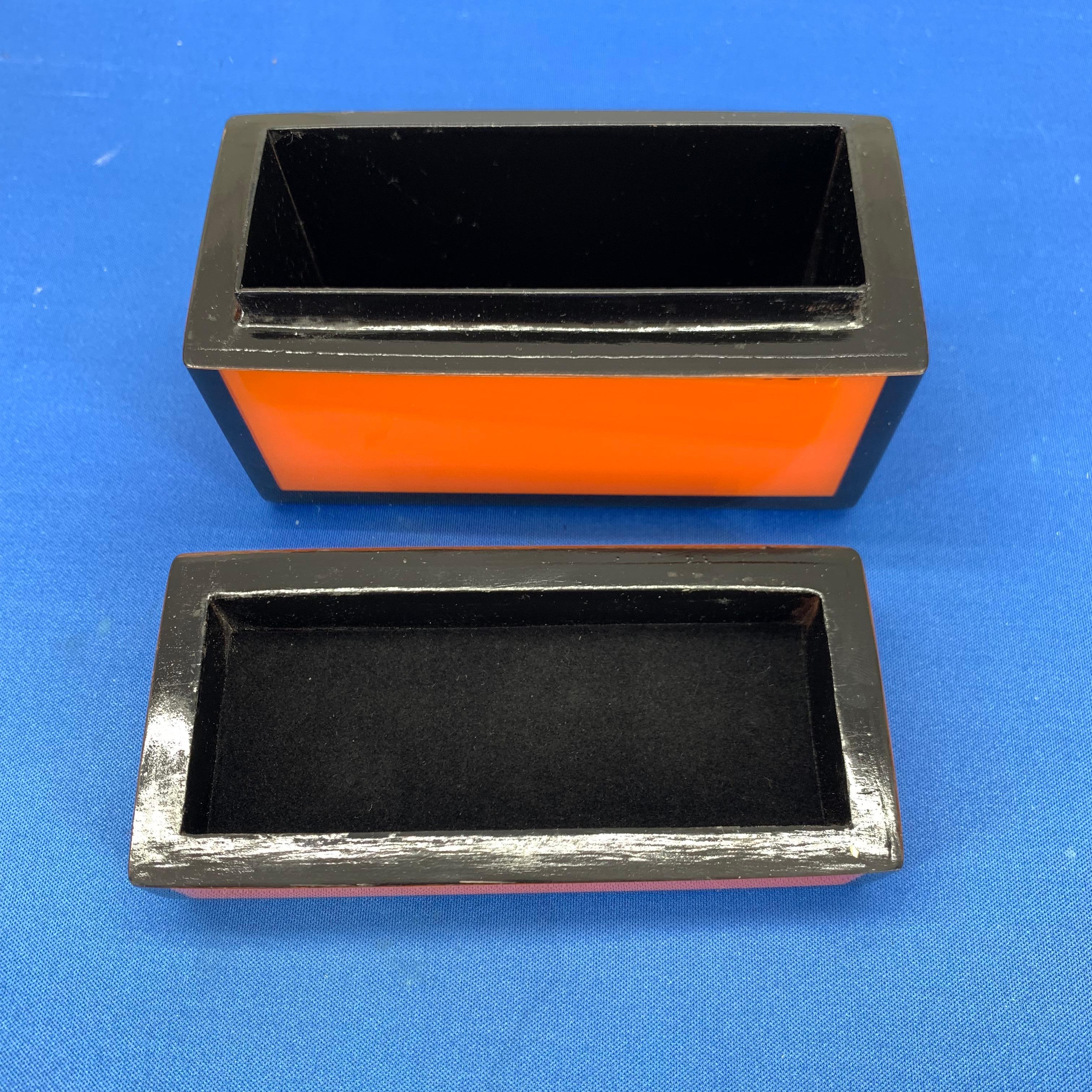 Set of Three Vintage Orange and Black Jewelry Boxes 6