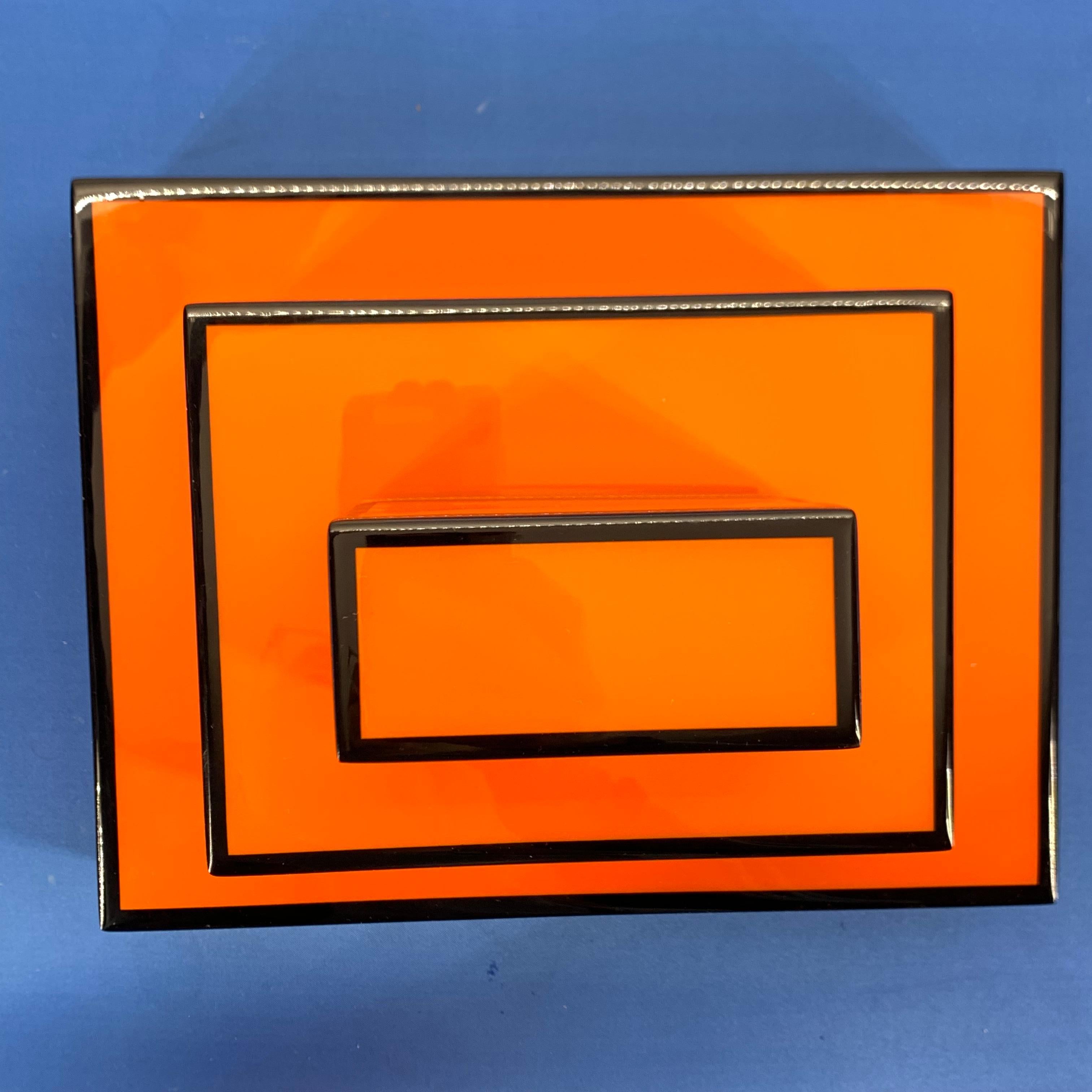 Set of Three Vintage Orange and Black Jewelry Boxes In Good Condition In Haddonfield, NJ