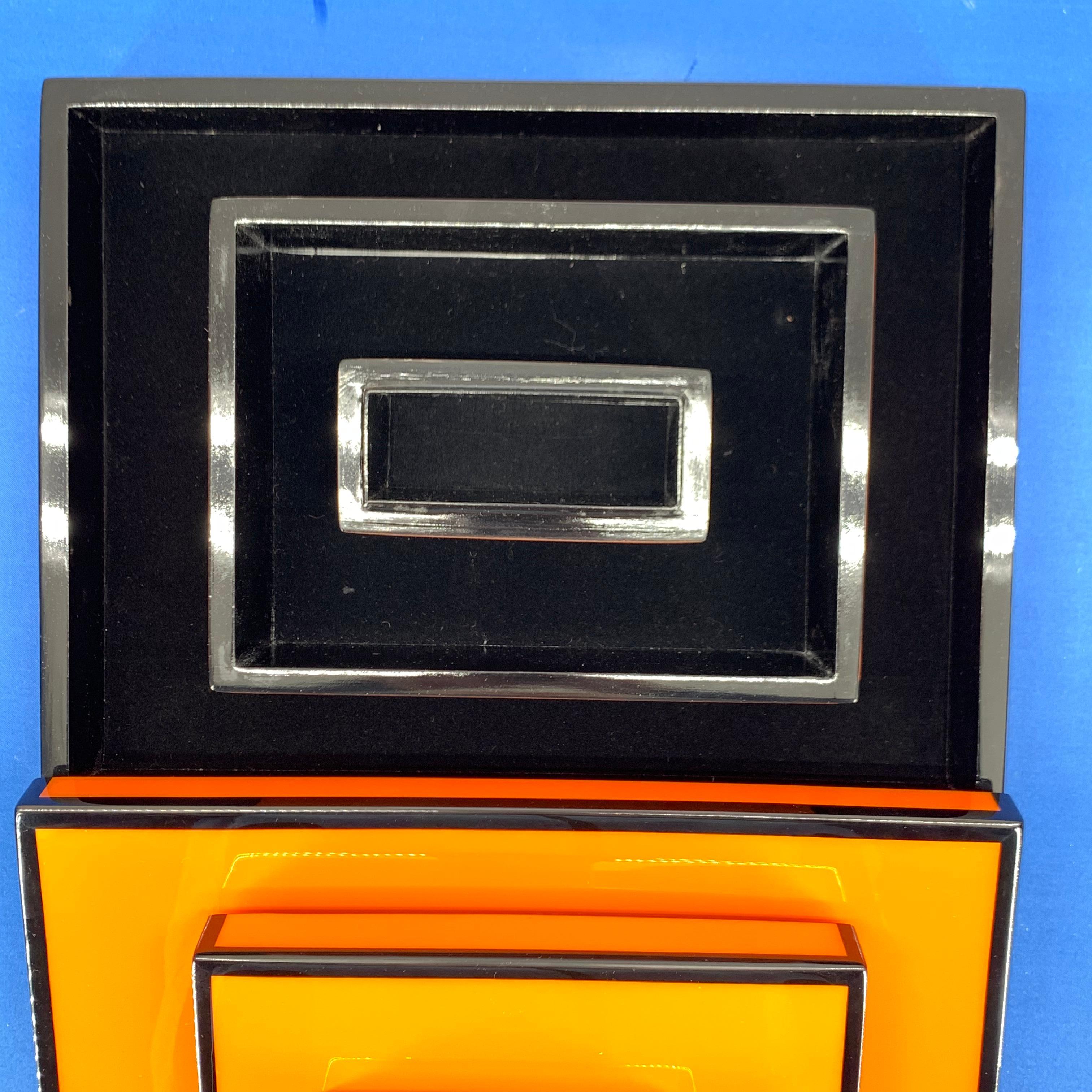 20th Century Set of Three Vintage Orange and Black Jewelry Boxes