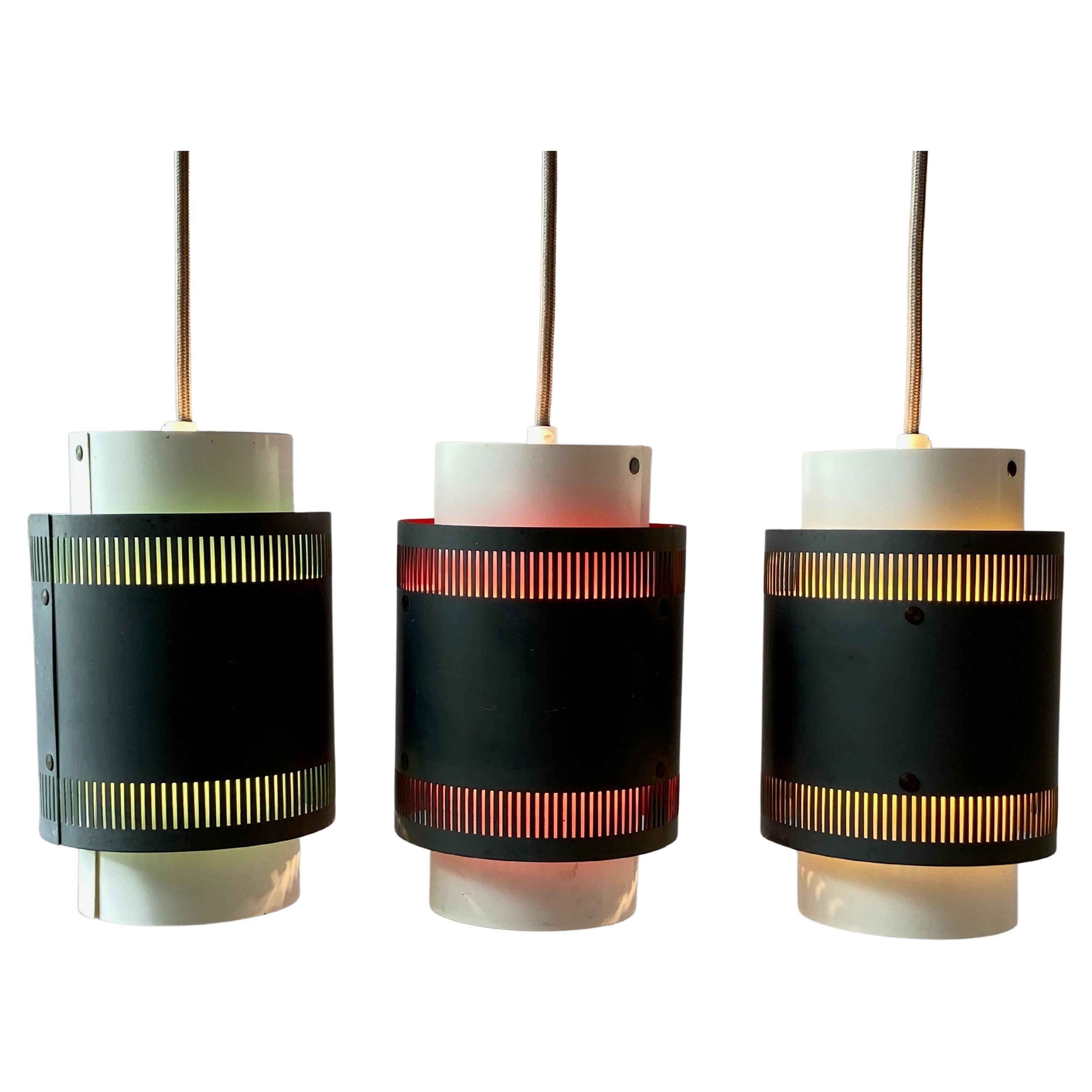 Set of Three Vintage Pendant Lamps 1960's Made in Denmark For Sale