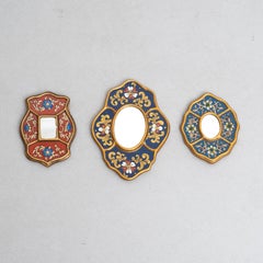 Set von drei peruanischen, handbemalten Vintage-Wandspiegeln aus Holz aus der Mitte des Jahrhunderts