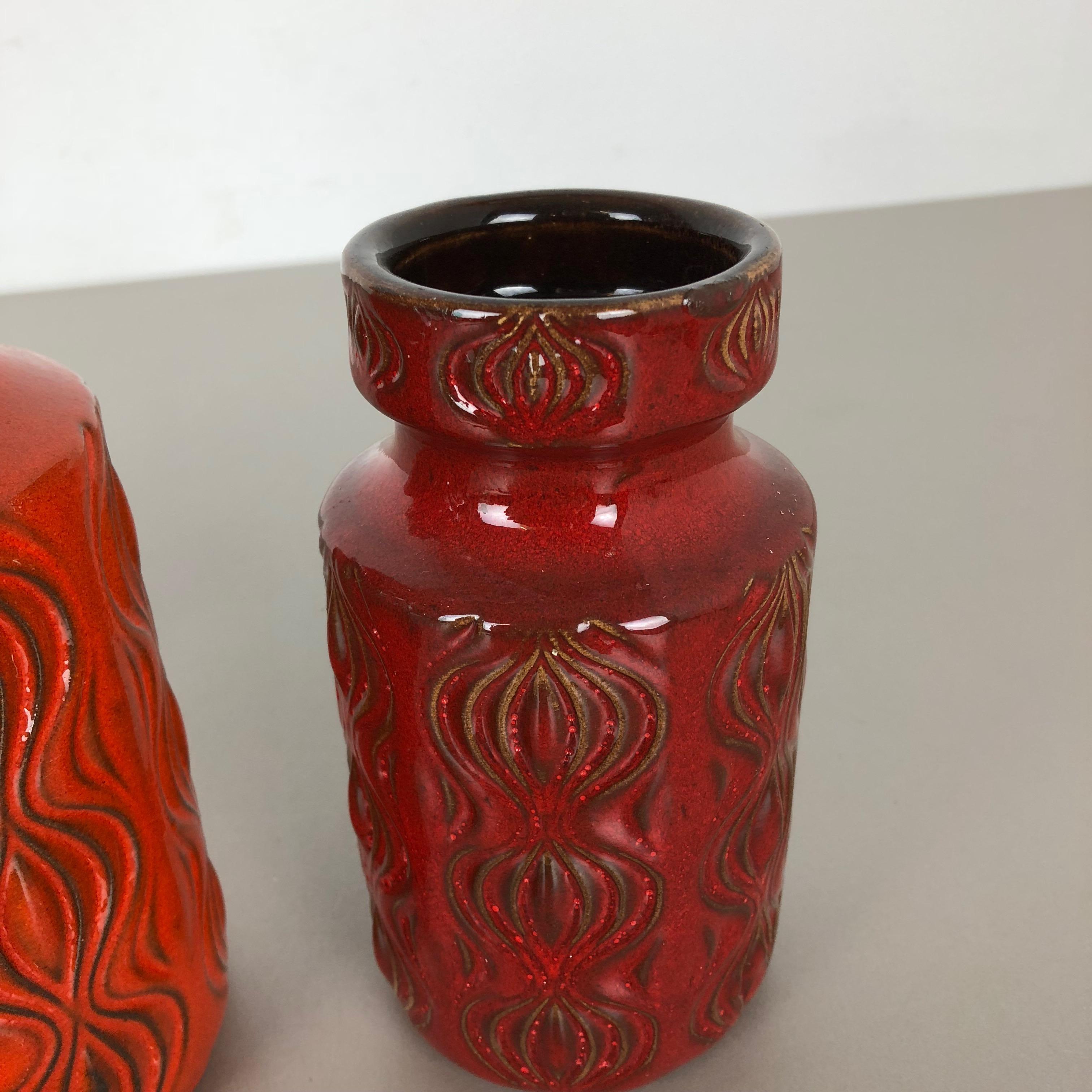 Set of Three Vintage Pottery Fat Lava 'Onion' Vases Made by Scheurich, Germany For Sale 6