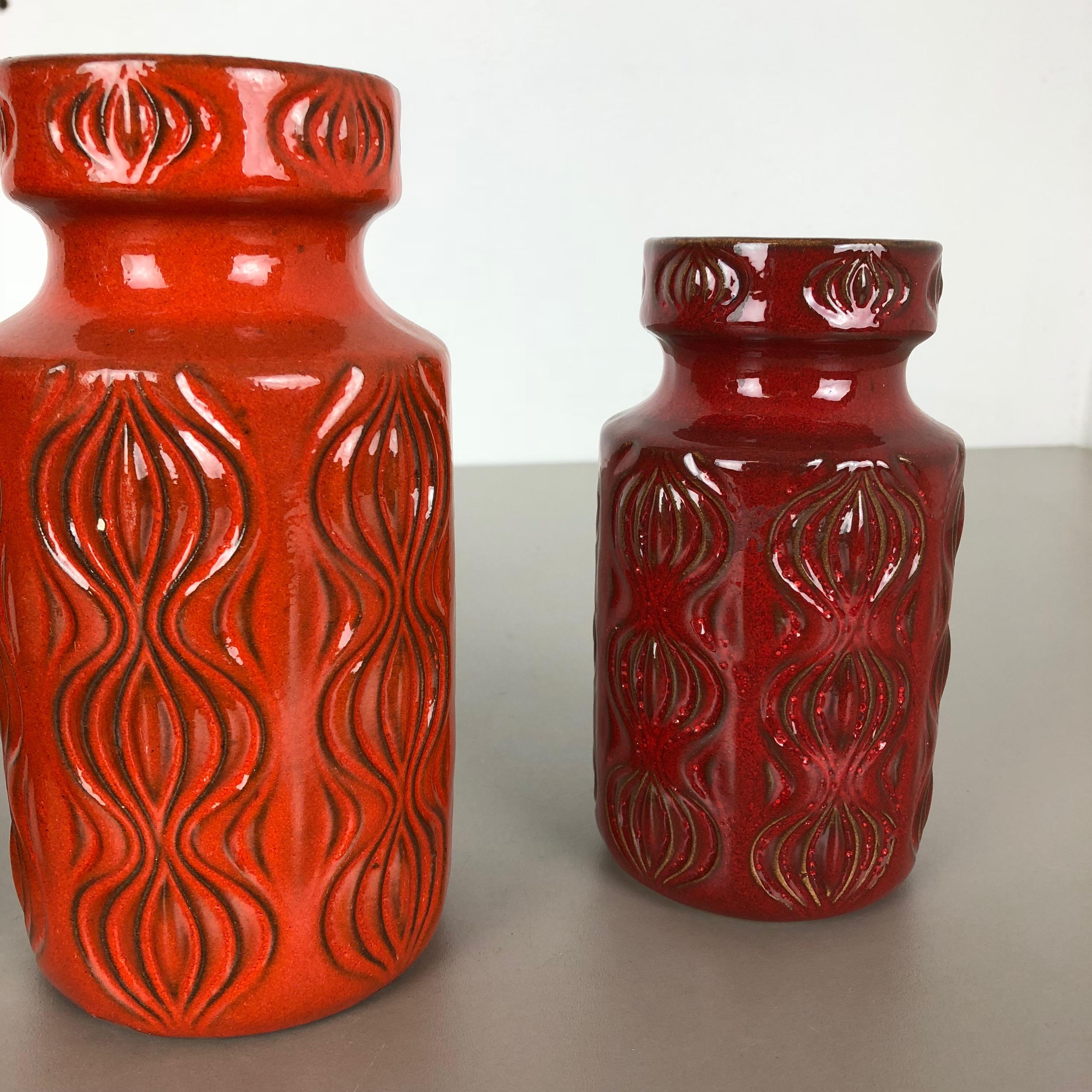 Set of Three Vintage Pottery Fat Lava 'Onion' Vases Made by Scheurich, Germany For Sale 9