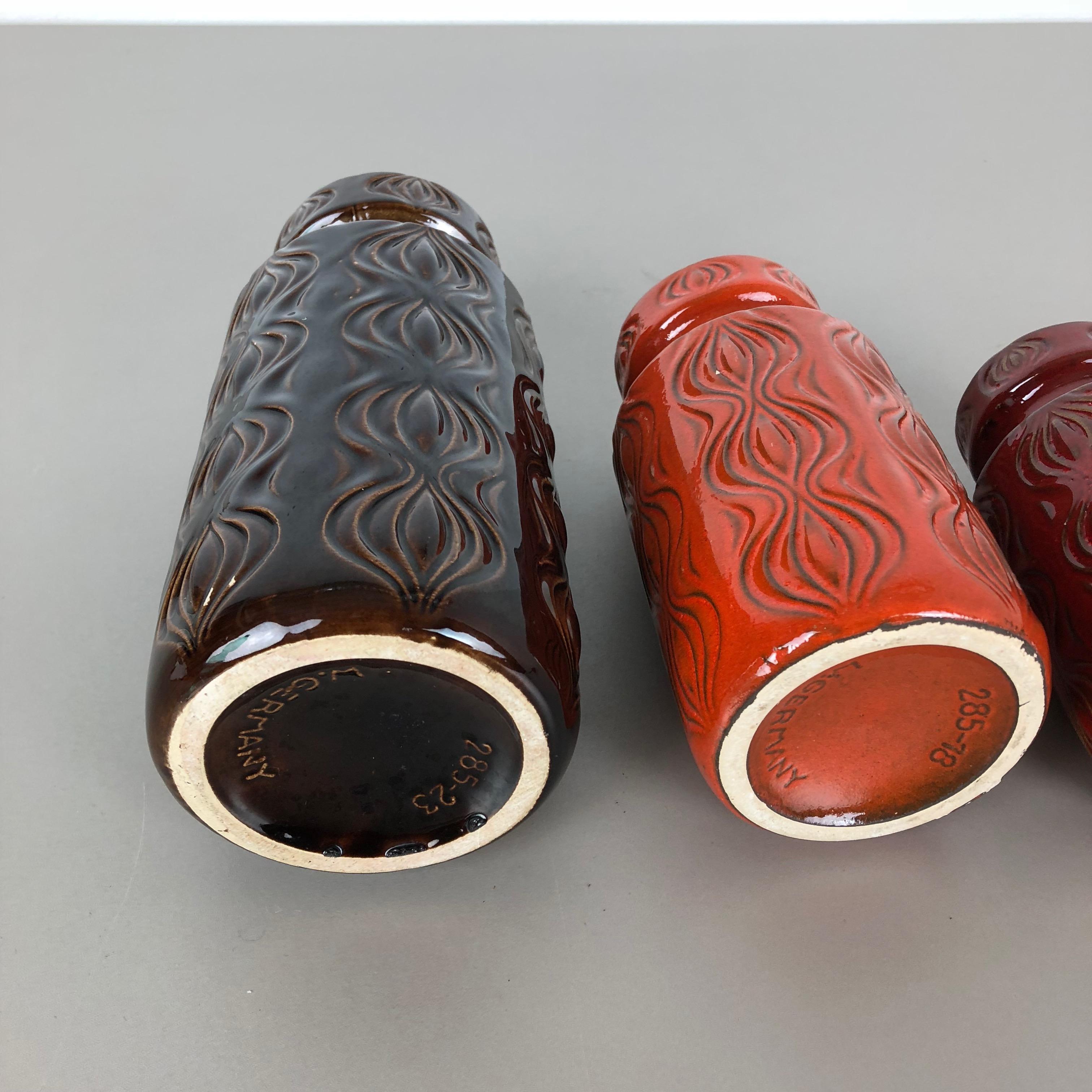 Set von drei Vintage-Vasen „Zwiebel“ aus Keramik in Fett Lava von Scheurich, Deutschland im Angebot 12
