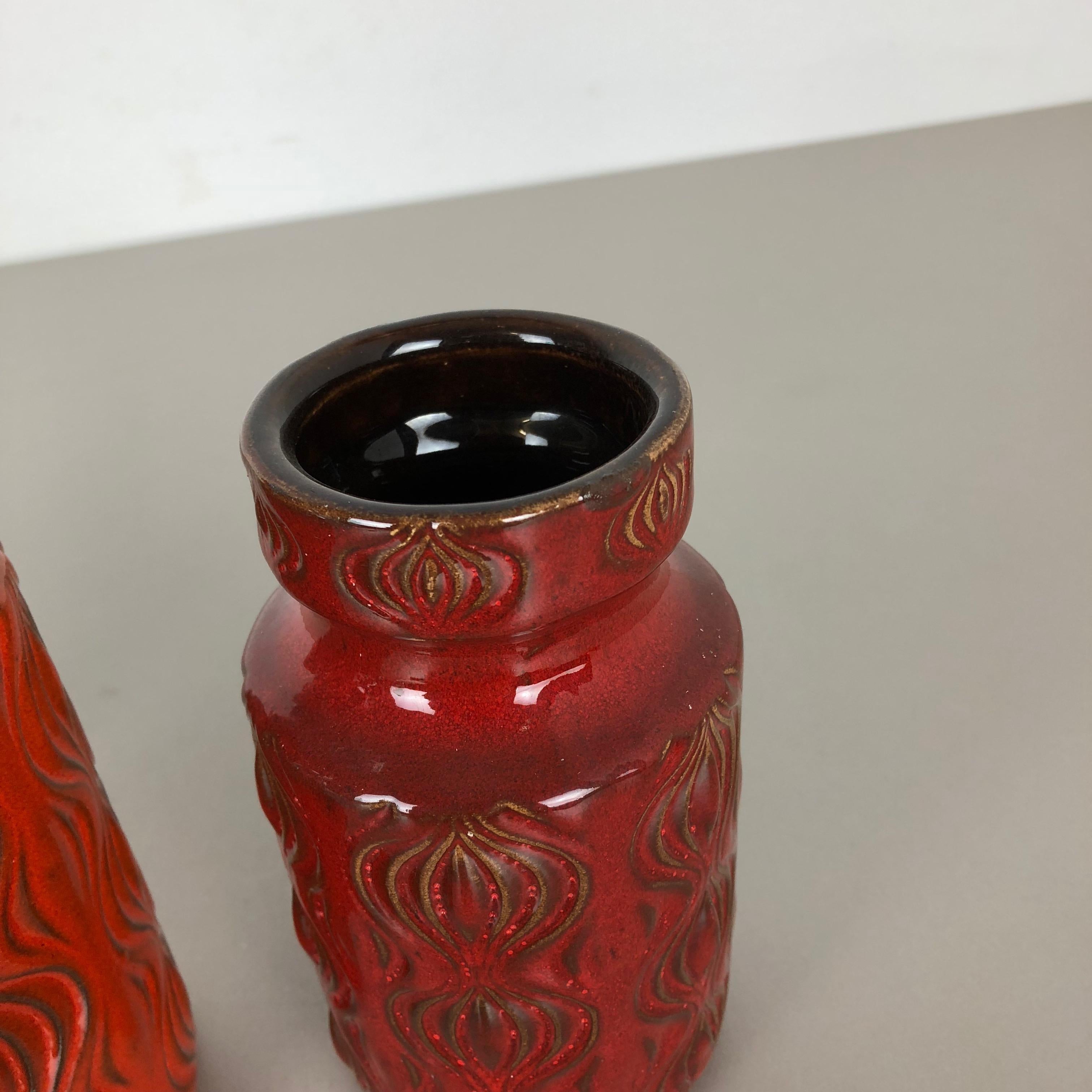 Set von drei Vintage-Vasen „Zwiebel“ aus Keramik in Fett Lava von Scheurich, Deutschland im Angebot 4