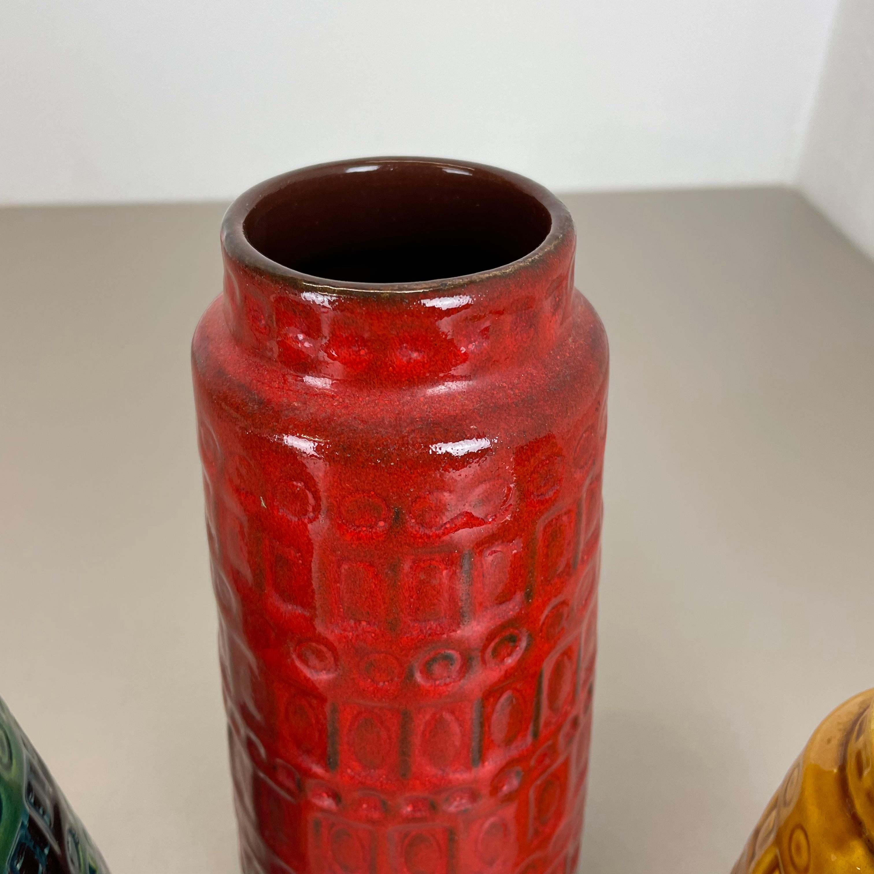 Set von drei Fat Lava-Vasen aus Keramik, hergestellt von Scheurich, Deutschland, 1970er Jahre im Angebot 6
