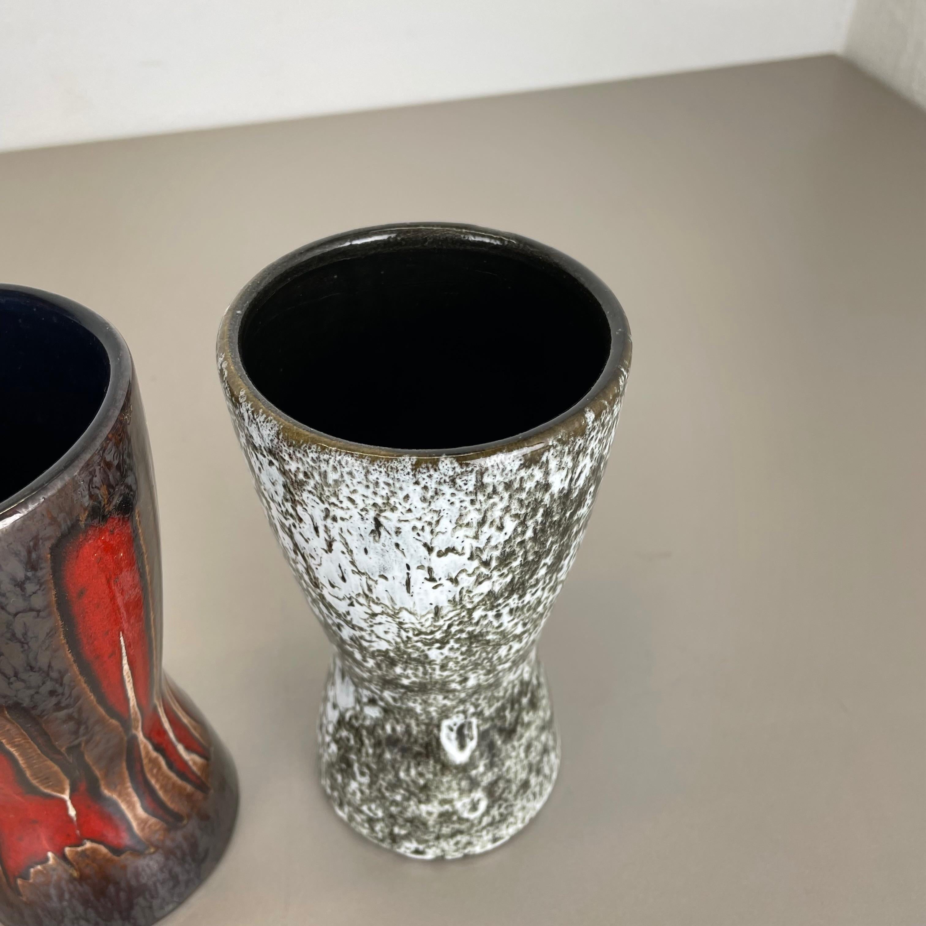 Set of three Vintage Pottery Fat Lava Vases Made by Scheurich, Germany, 1970s For Sale 7