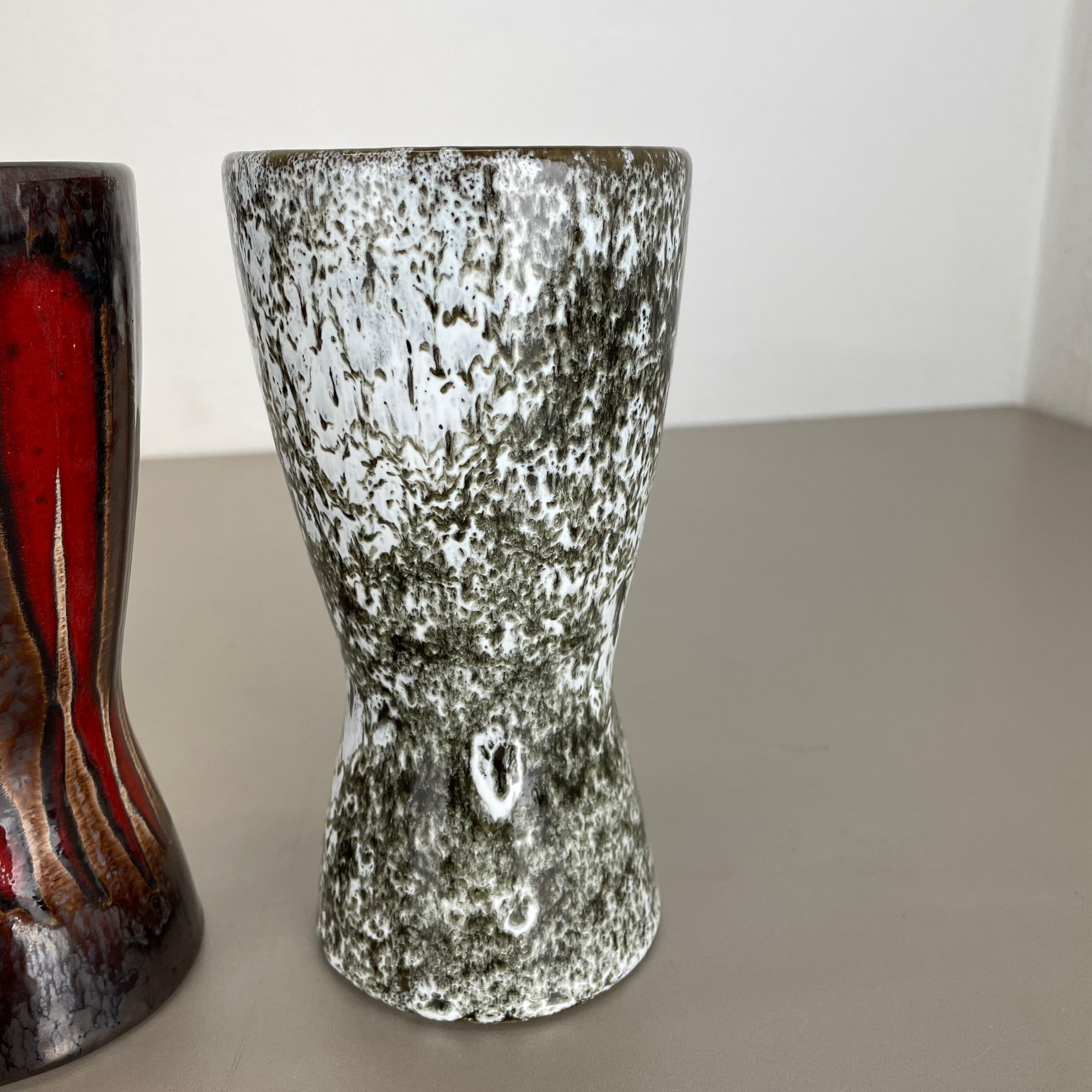 Set of three Vintage Pottery Fat Lava Vases Made by Scheurich, Germany, 1970s For Sale 8
