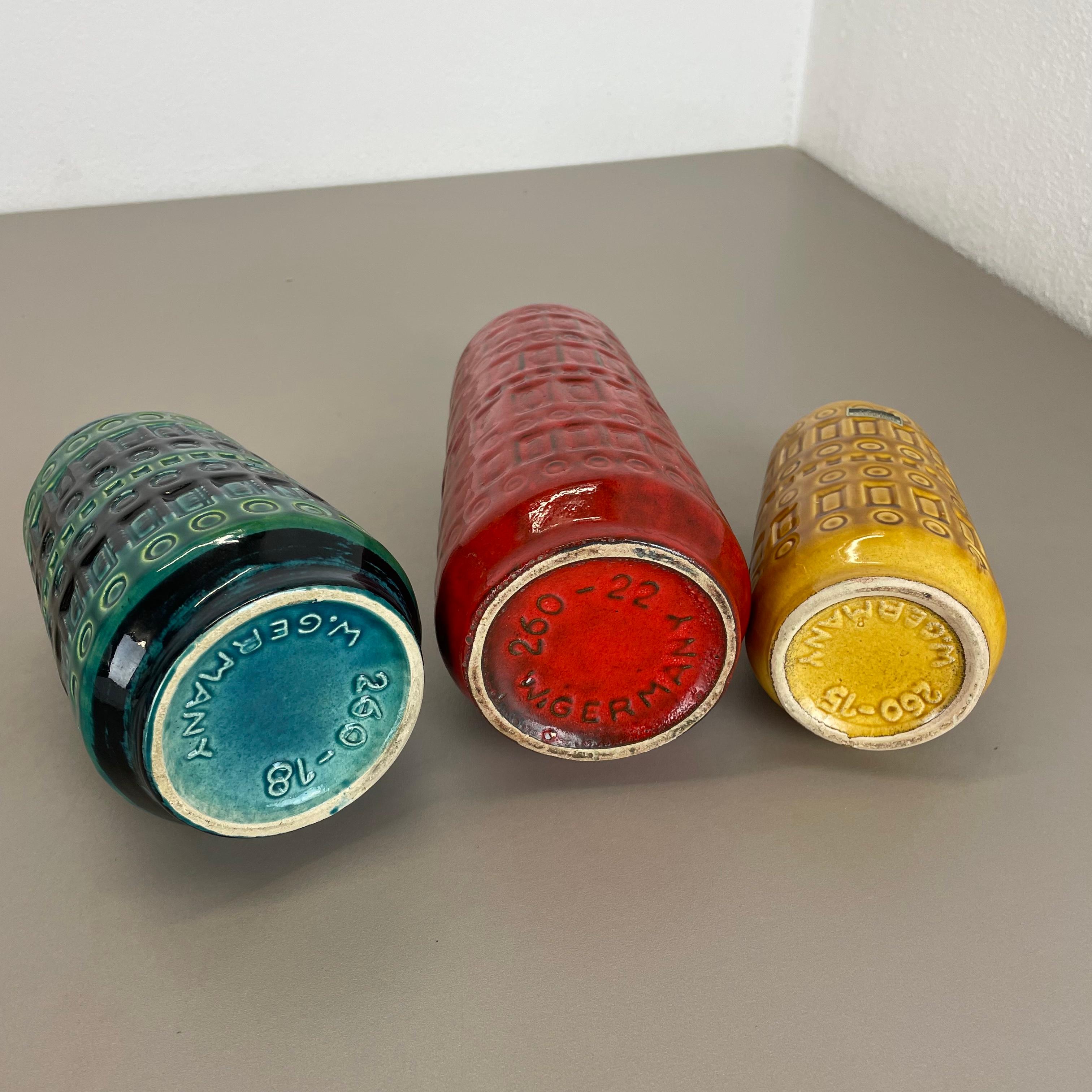 Set von drei Fat Lava-Vasen aus Keramik, hergestellt von Scheurich, Deutschland, 1970er Jahre im Angebot 9